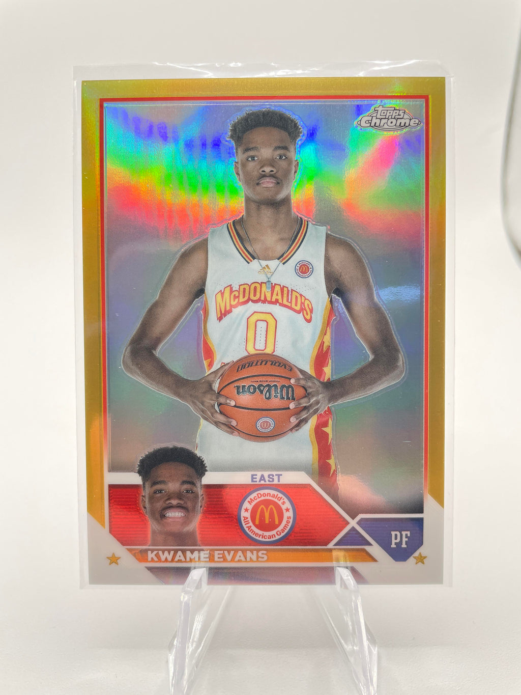 2023-24 Topps Mcdonald's Chrome Kwame KJ Evans Gold Refractor Rookie /50