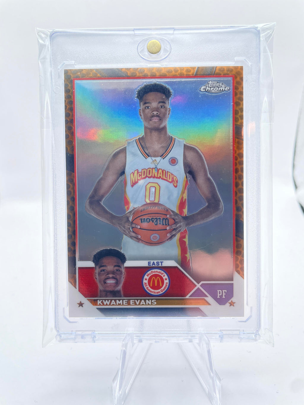 2023-24 Topps Mcdonald's Chrome Kwame KJ Evans Orange Ball Refractor Rookie /25