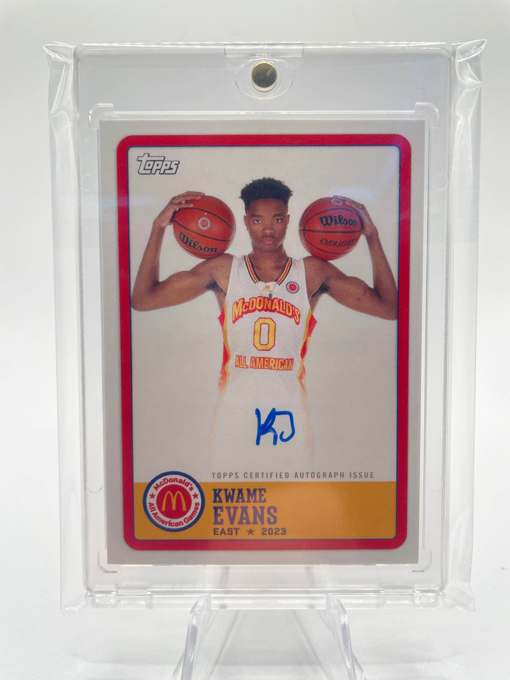 2023-24 Topps Mcdonald's Chrome Kwame KJ Evans Paper Gameday SP Auto