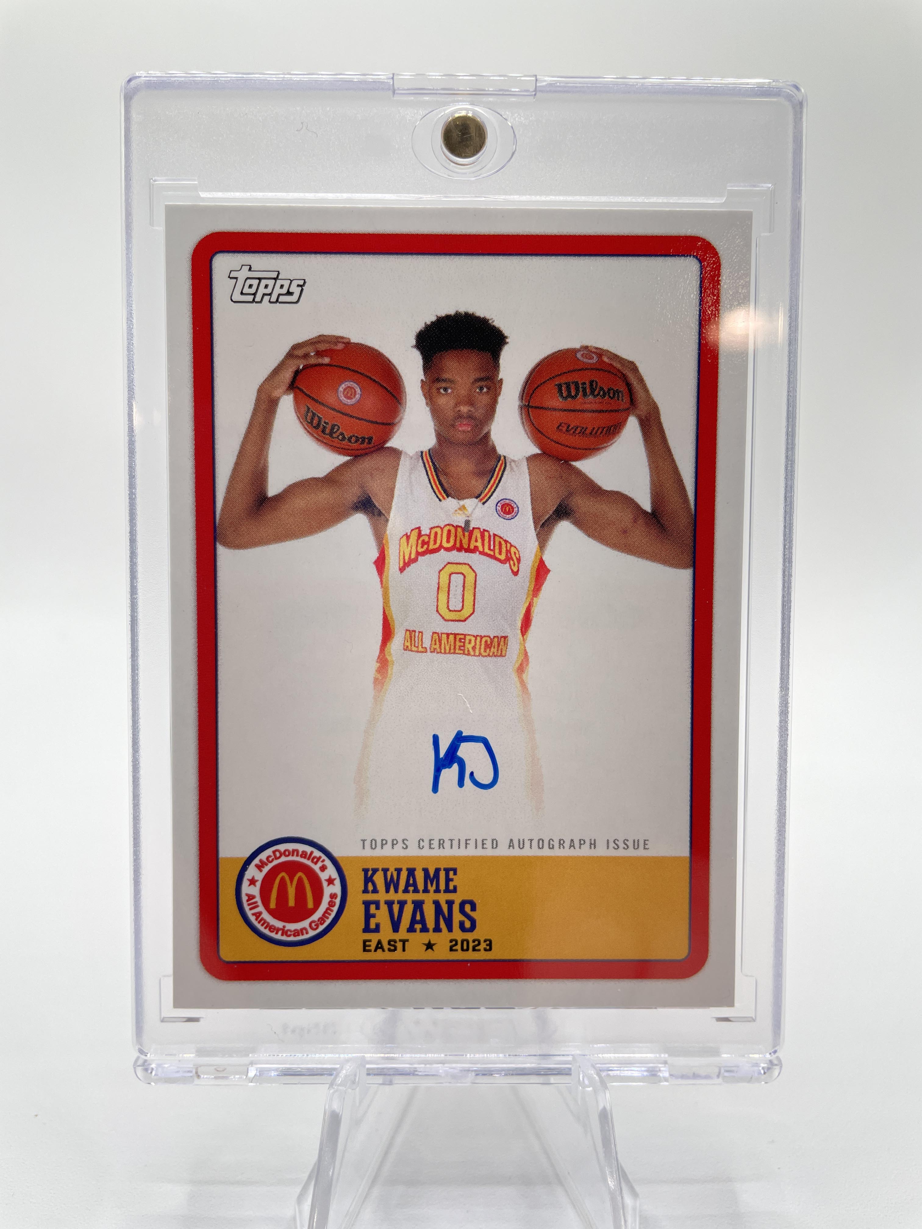2023-24 Topps Mcdonald's Chrome Kwame KJ Evans Paper Gameday SP Auto
