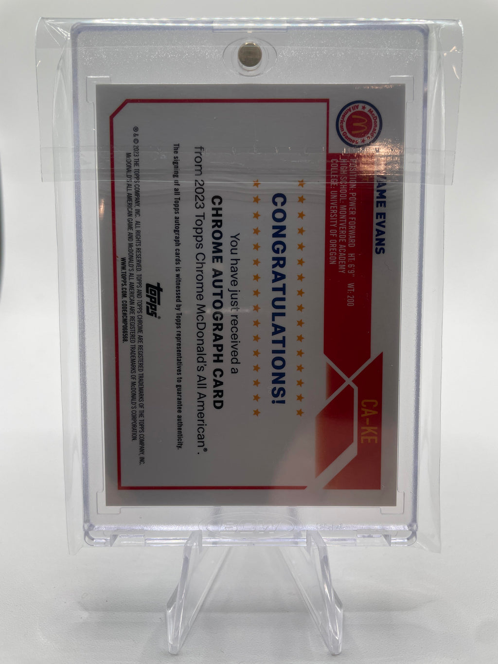 2023-24 Topps Mcdonald's Chrome Kwame KJ Evans Refractor Rookie Auto #CA-KE
