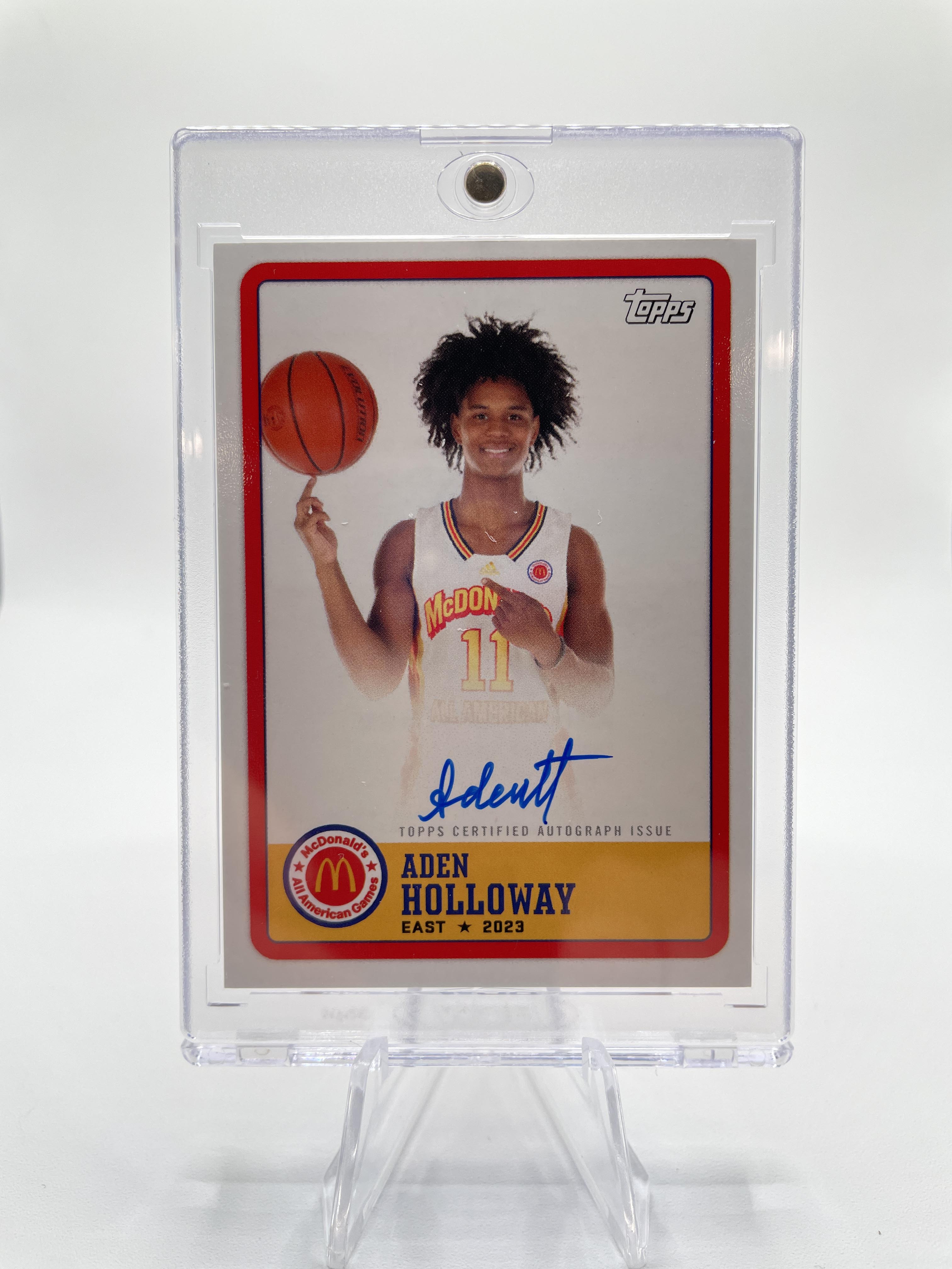 2023-24 Topps Mcdonalds Chrome Aden Holloway Game day Paper SP On-Card Auto