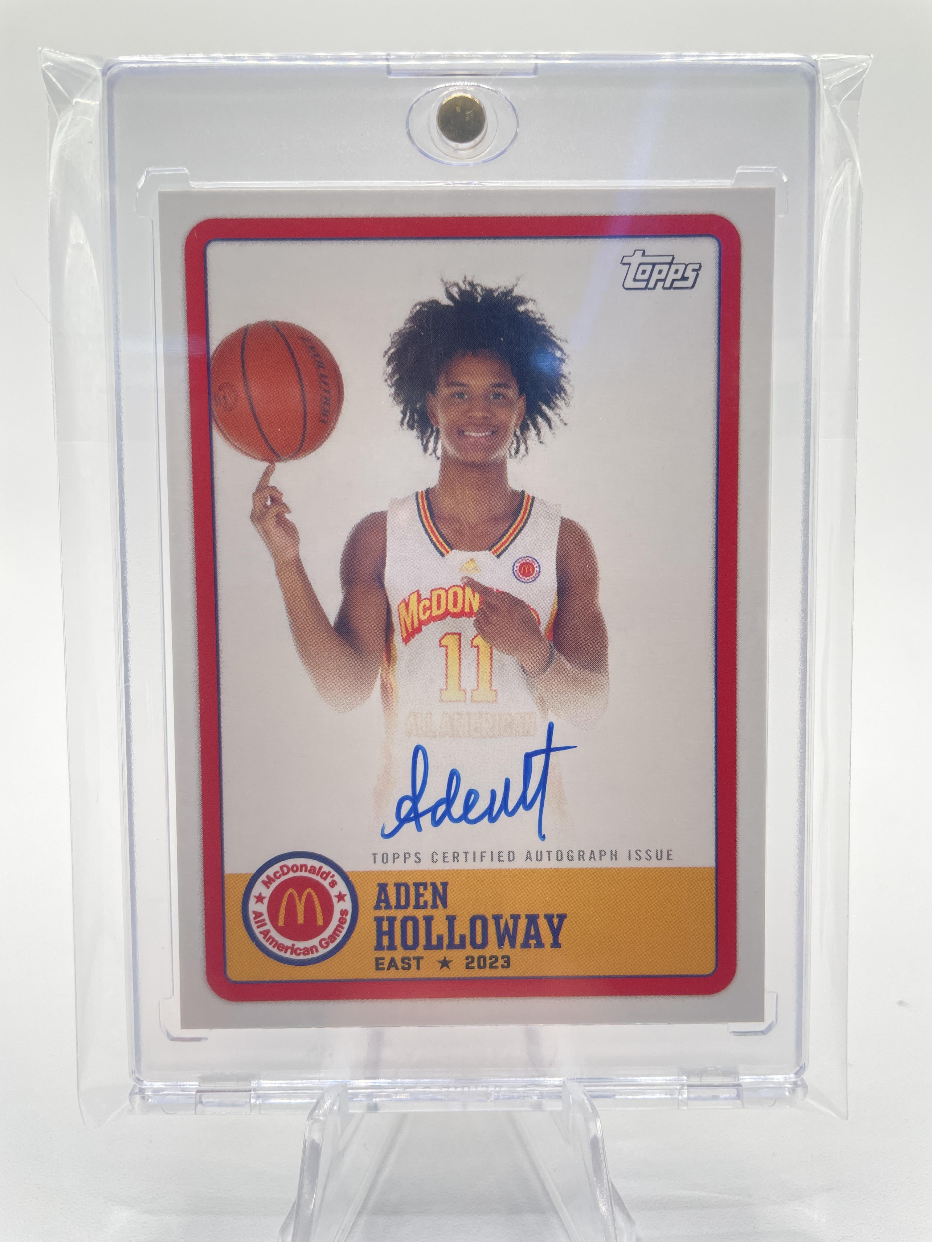 2023-24 Topps Mcdonalds Chrome Aden Holloway Game day Paper SP On-Card Auto