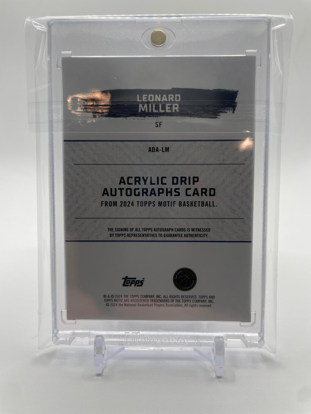 2023-24 Topps Motif Leonard Miller Acrylic RC Drip Pyrrol Scarlet Rookie Auto /5