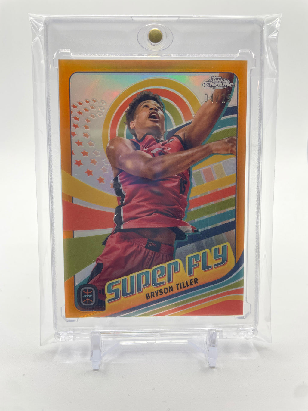 2023-24 Topps OTE Chrome Bryson Tiller Superfly Orange Refractor Case Hit /25