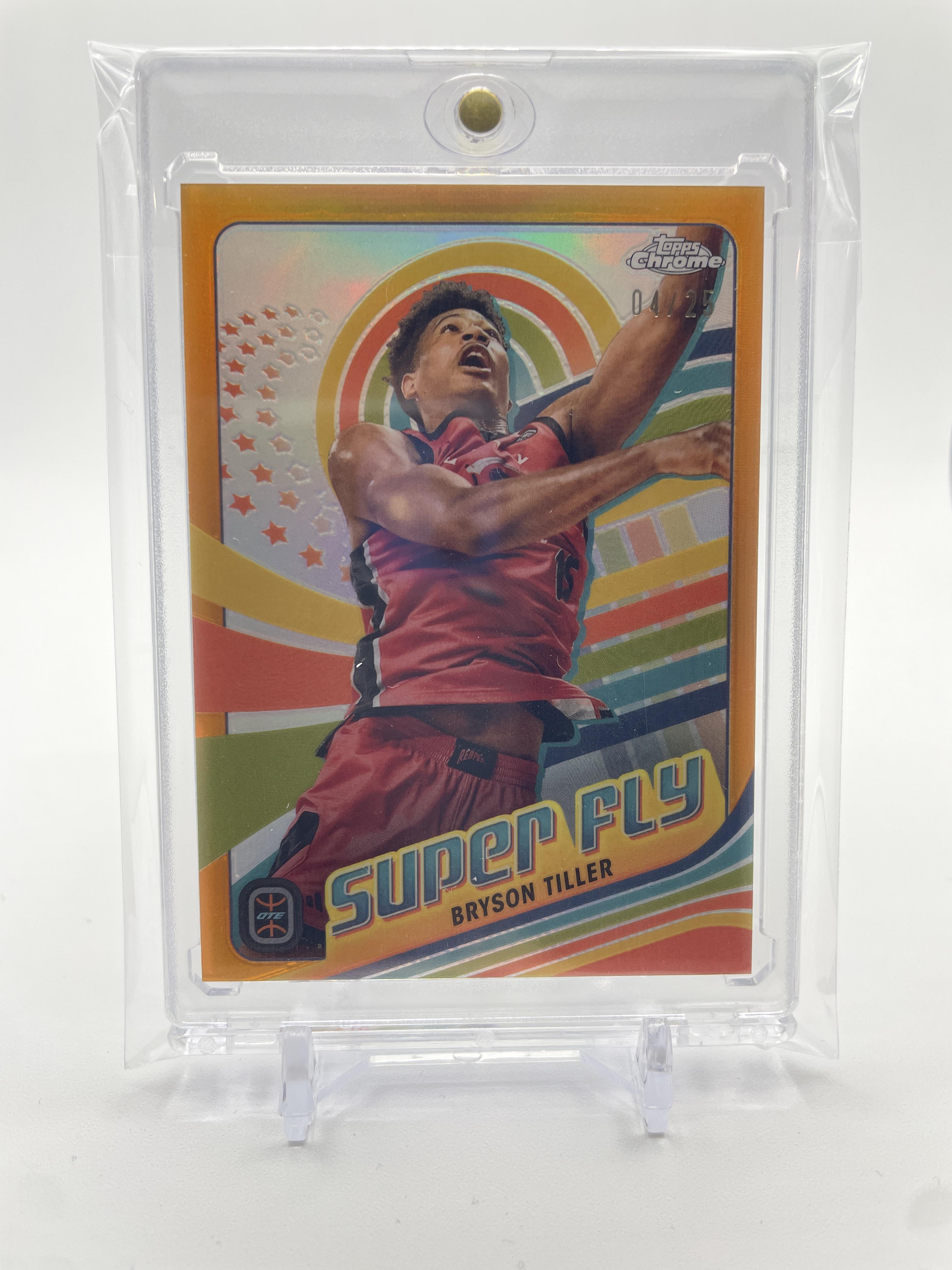 2023-24 Topps OTE Chrome Bryson Tiller Superfly Orange Refractor Case Hit /25