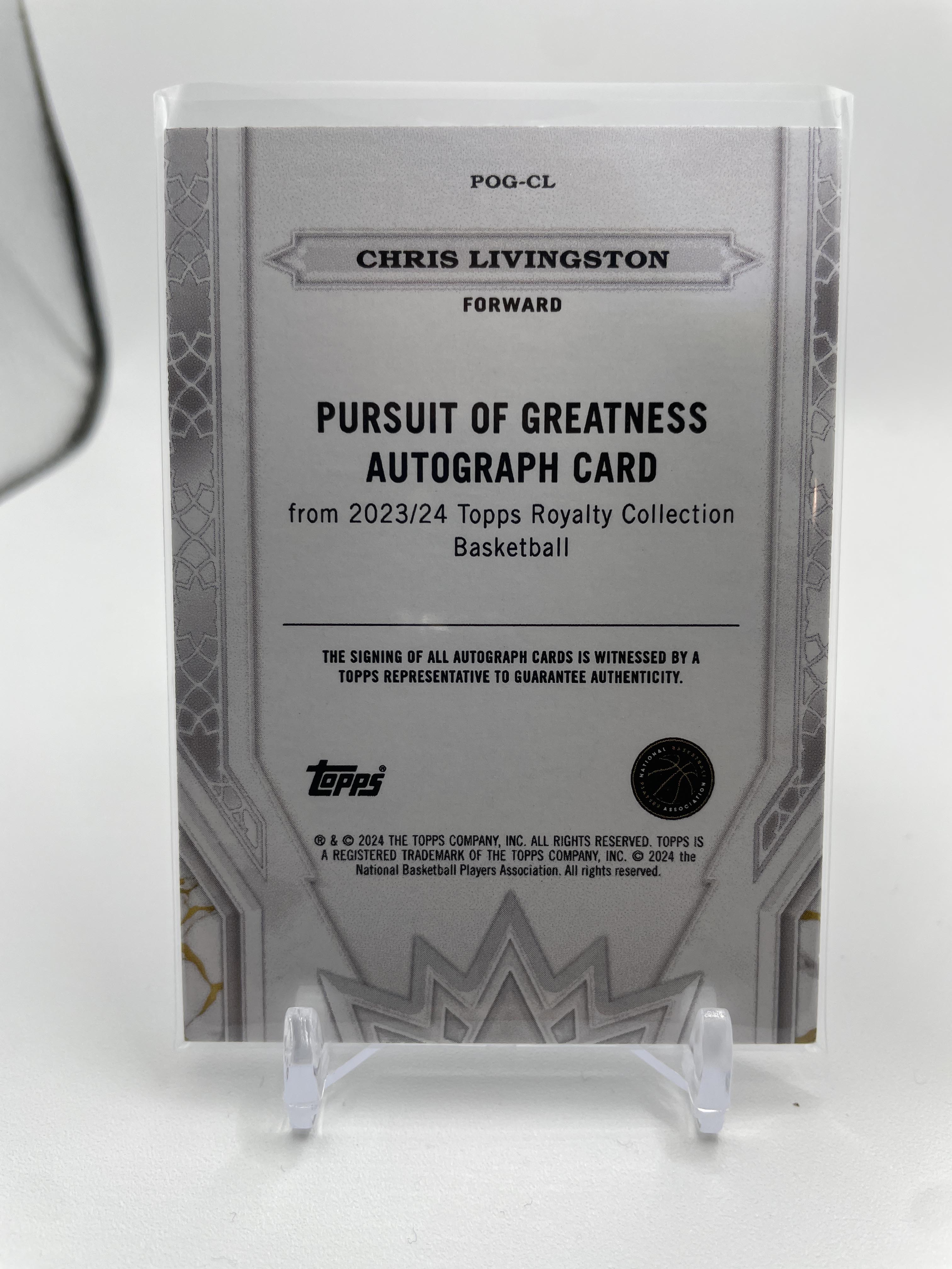 2023-24 Topps Royalty Chris Livingston Pursuit of Greatness Blue Rookie Auto /25