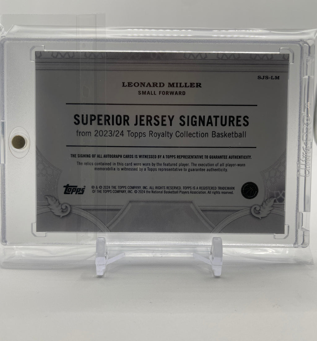 2023-24 Topps Royalty Leonard Miller Superior Jersey Signatures Rookie Auto /99