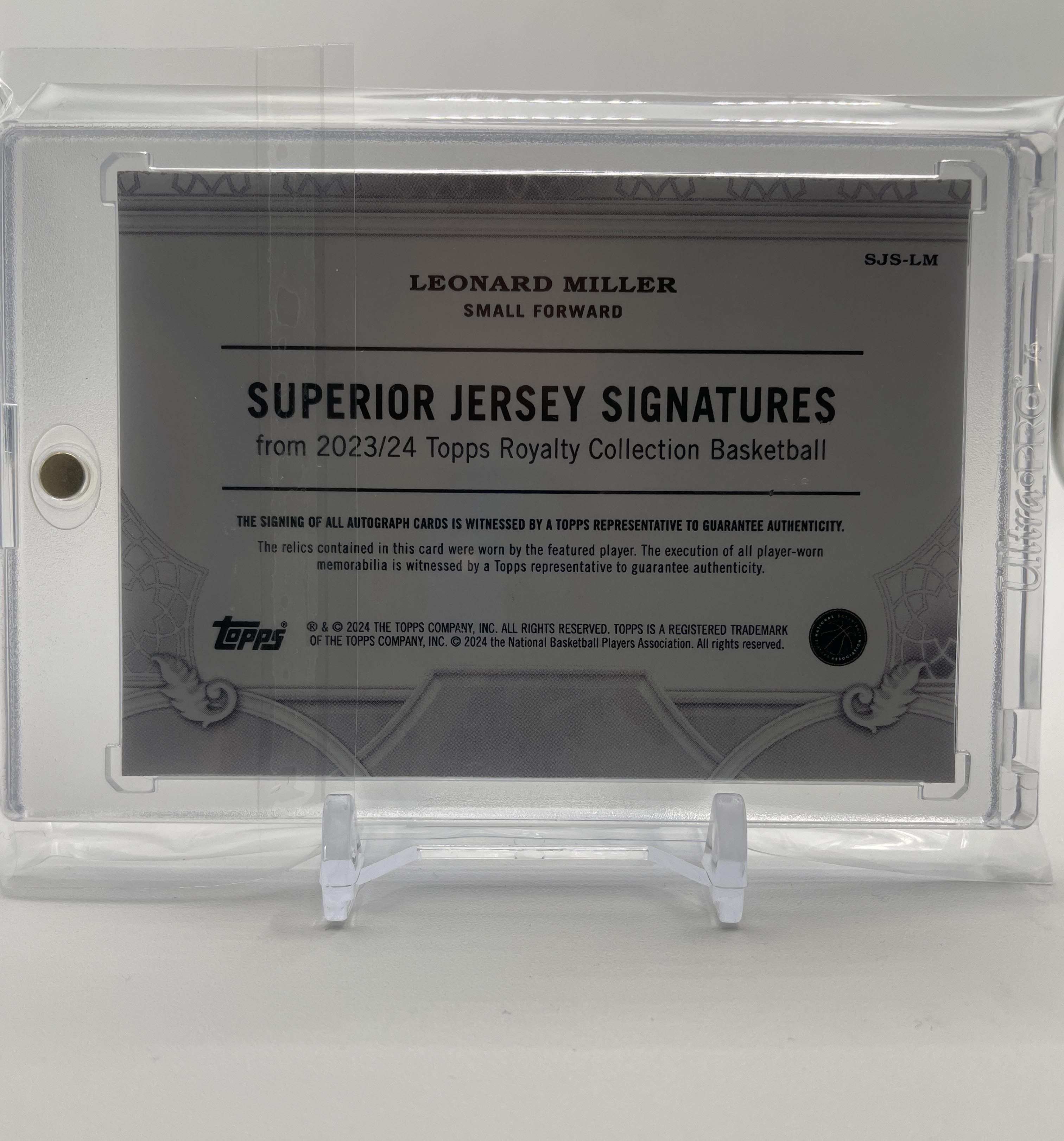 2023-24 Topps Royalty Leonard Miller Superior Jersey Signatures Rookie Auto /99
