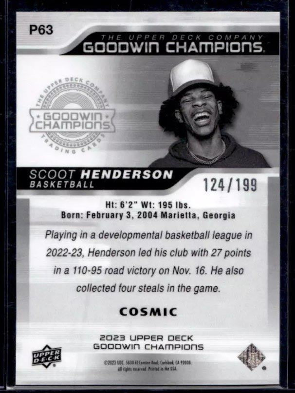 2023-24 Upper Deck Goodwin Champions Scoot Henderson Cosmic Rookie SP /199