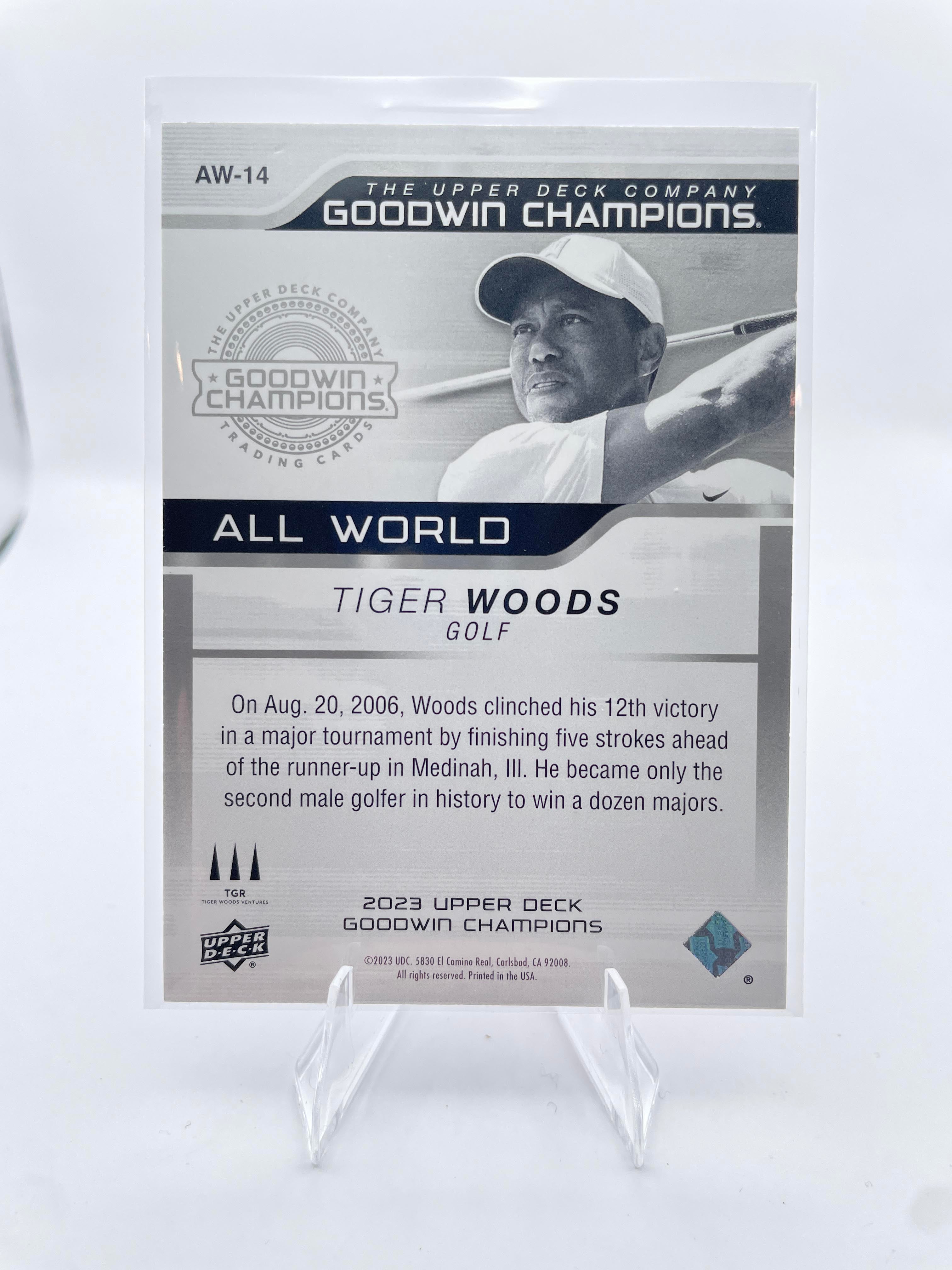 2023-24 Upper Deck Goodwin Champions Tiger Woods All World Red Prizm /299