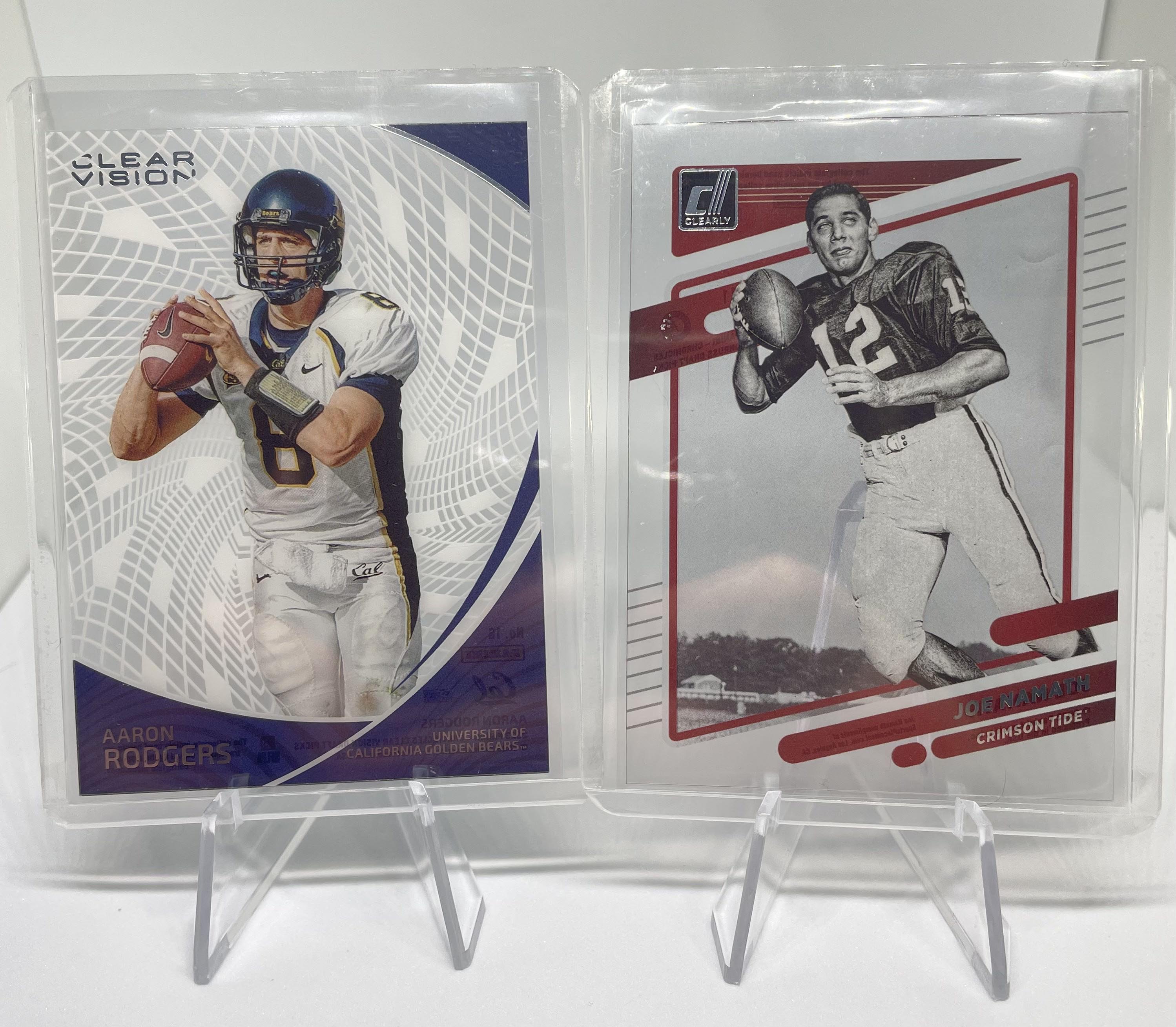 2023 Panini Clear Vision Aaron Rodgers + Donruss Clearly Joe Namath Jets Set (2)