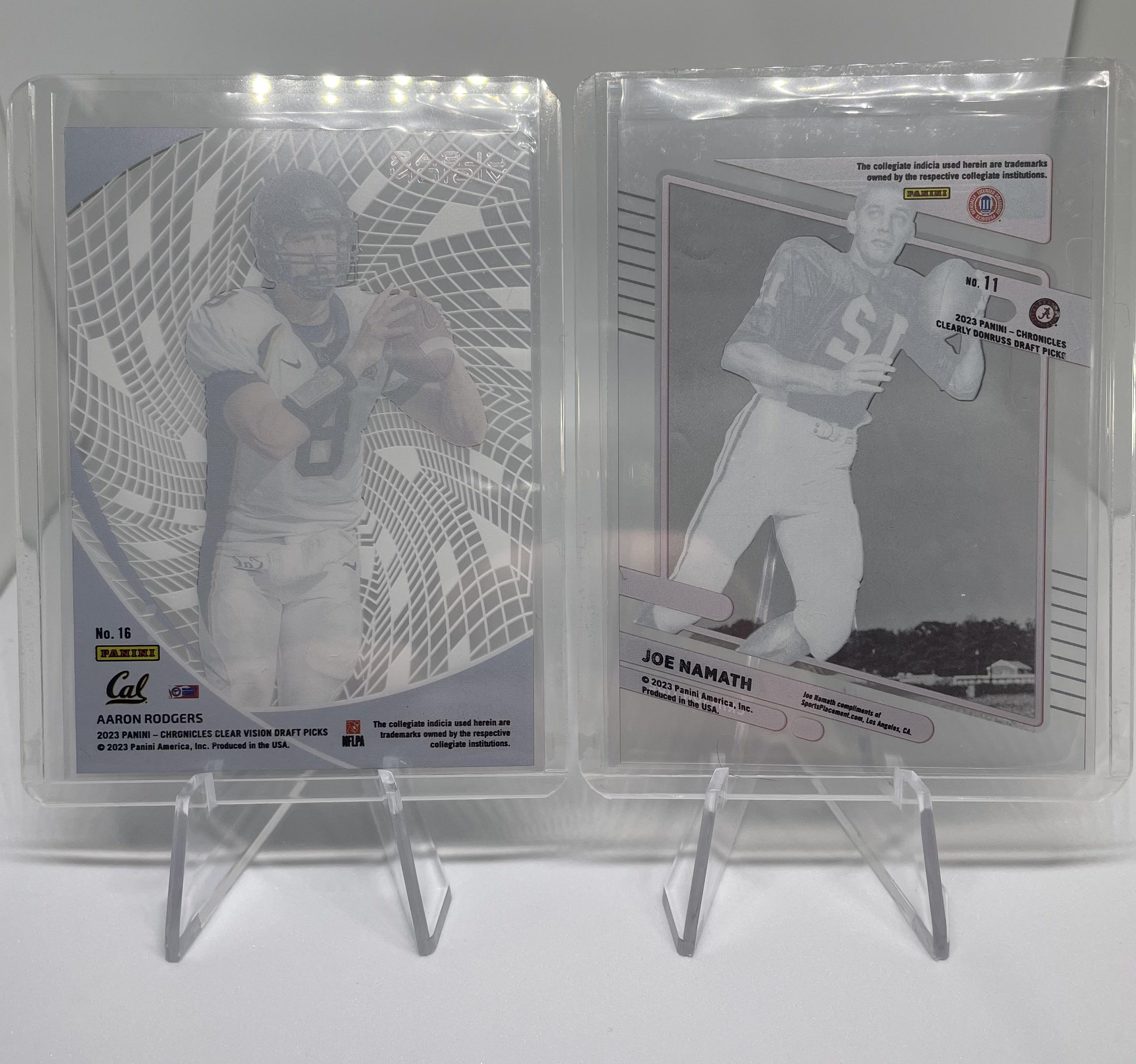 2023 Panini Clear Vision Aaron Rodgers + Donruss Clearly Joe Namath Jets Set (2)