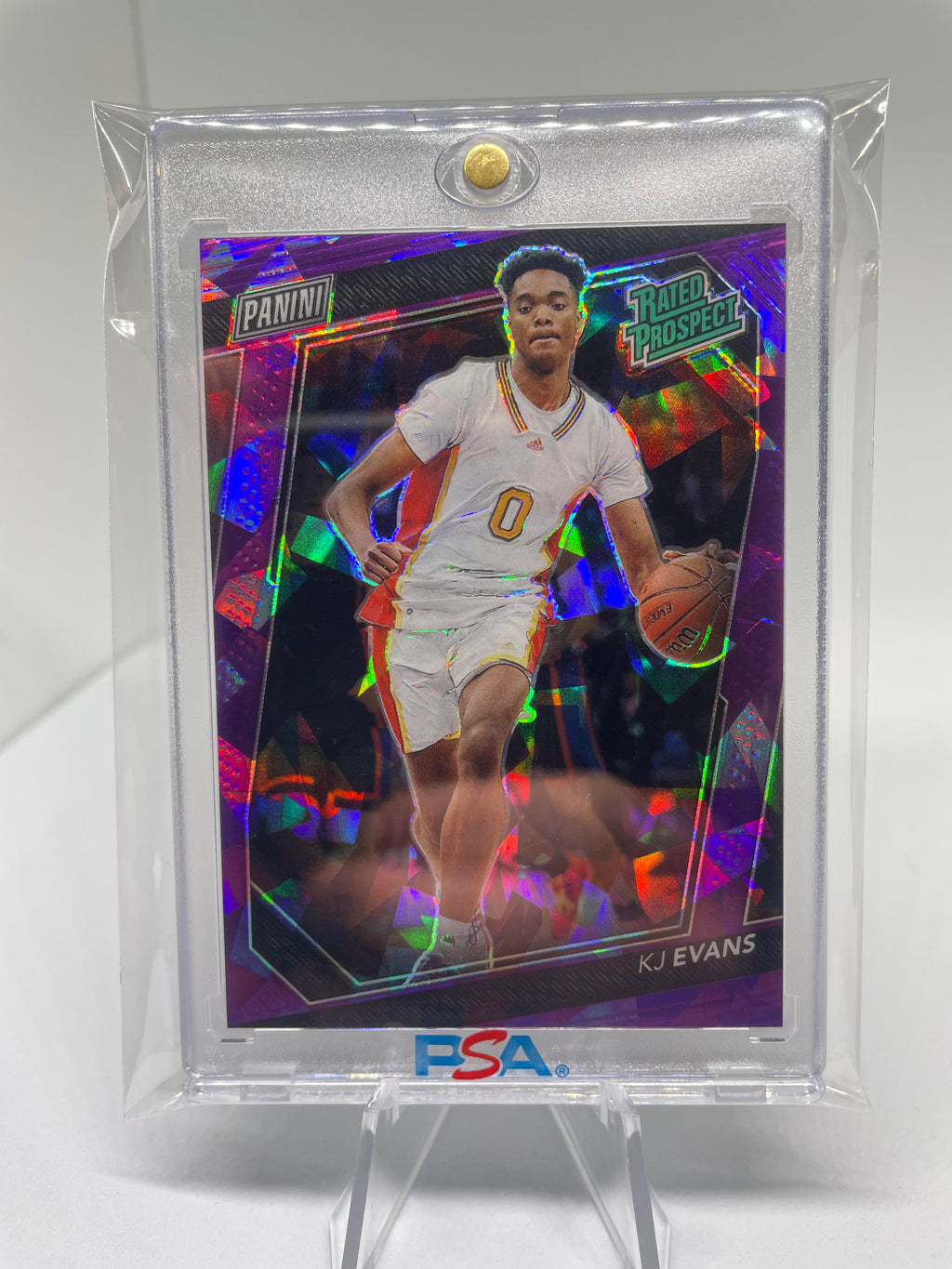 2023 Panini National VIP Kwame KJ Evans Rated Prospect Purple Ice Prizm /50