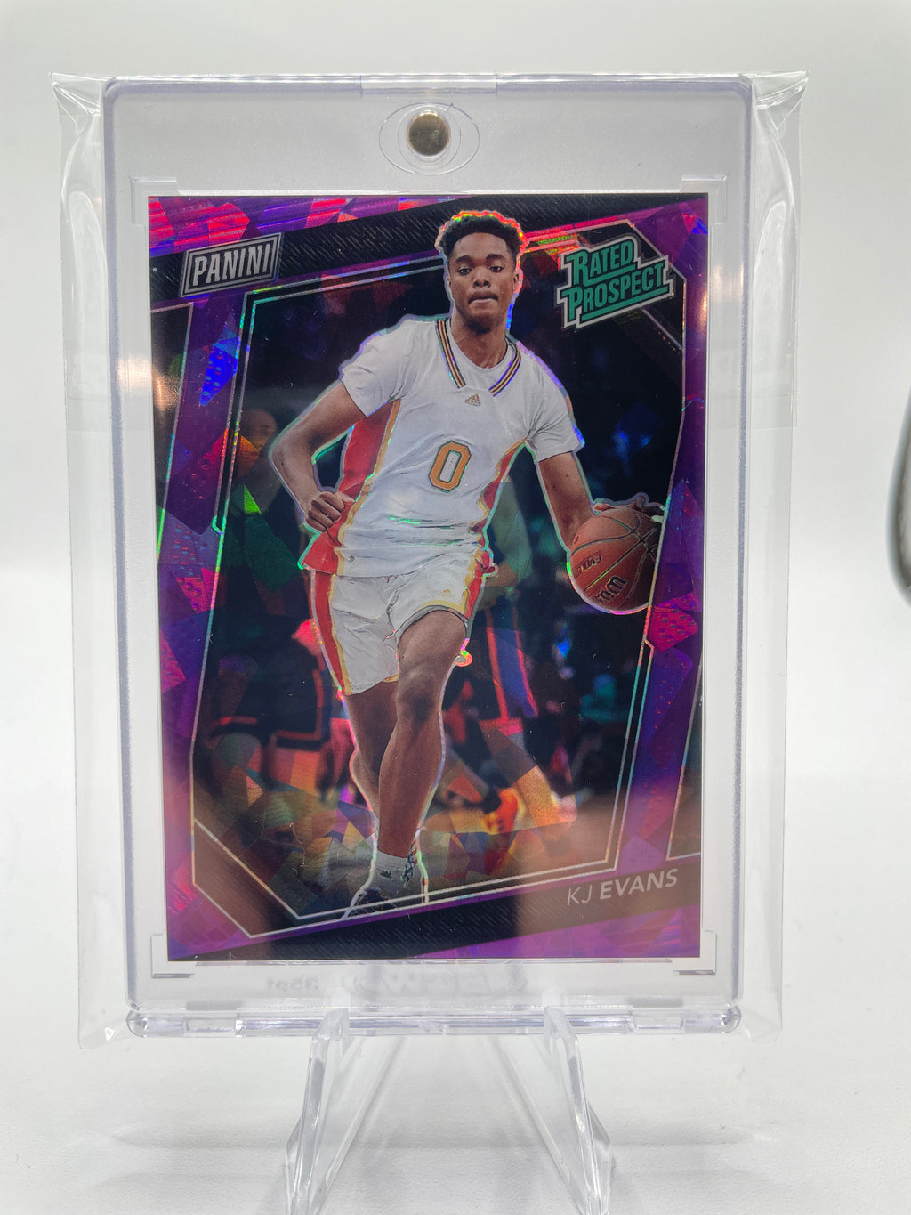 2023 Panini National VIP Kwame KJ Evans Rated Prospect Purple Ice Prizm /50