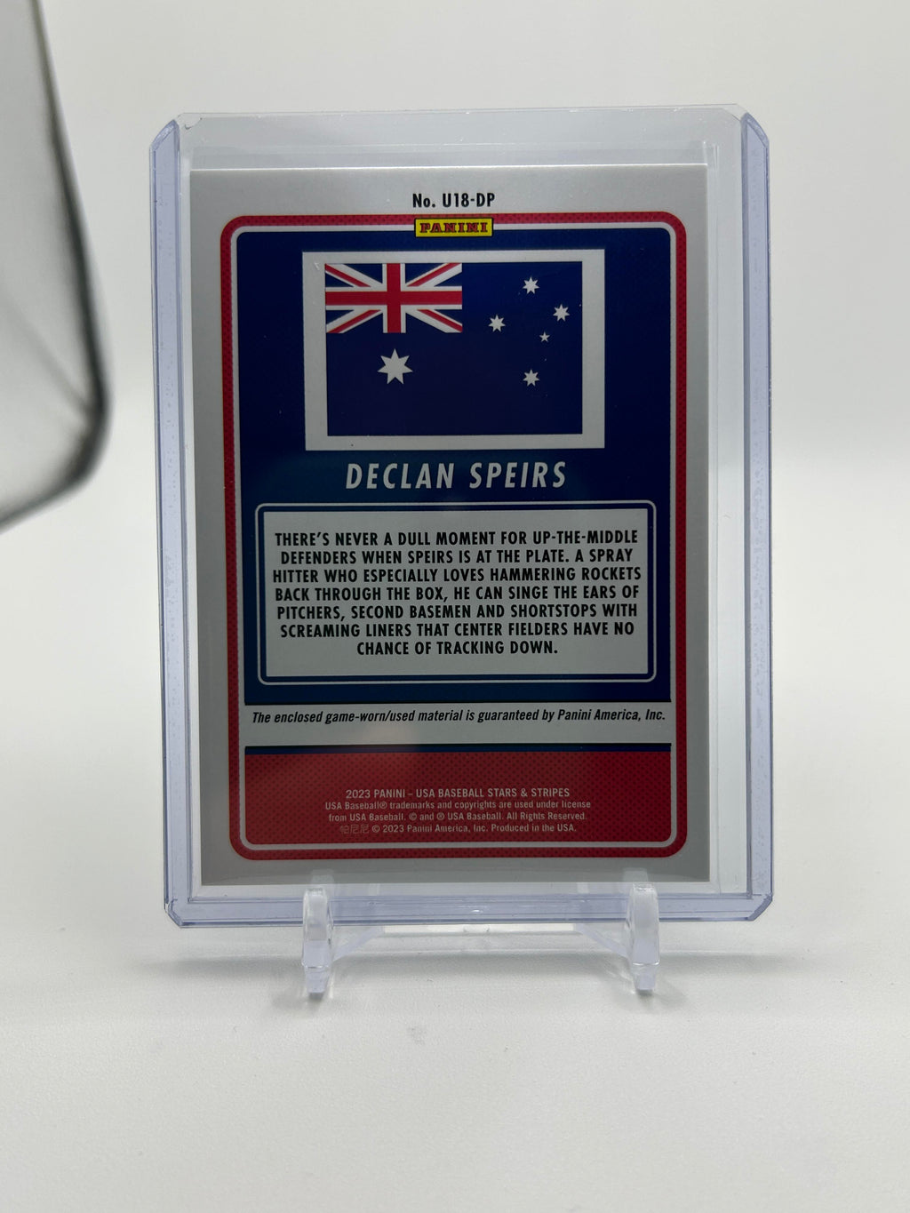 2023 Panini USA Stars & Stripes Declan Speirs U-18 World Cup Prizm Patch