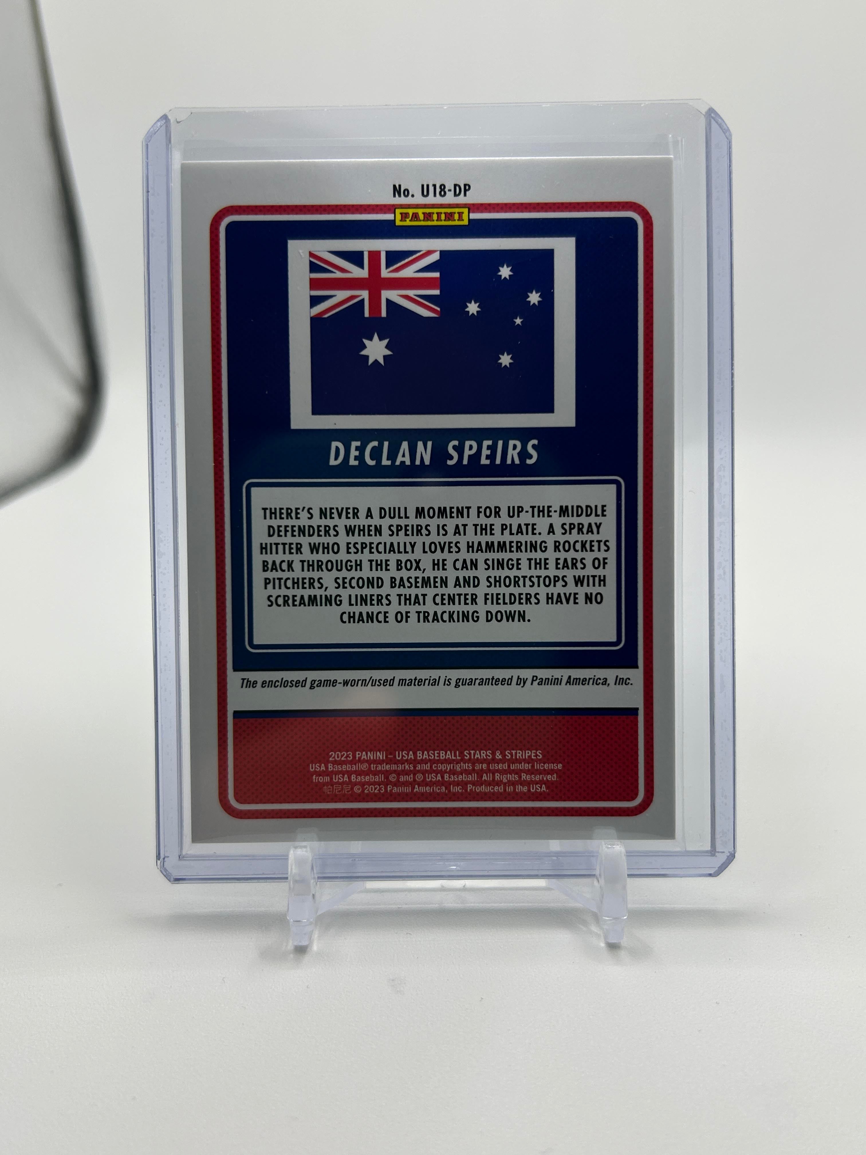 2023 Panini USA Stars & Stripes Declan Speirs U-18 World Cup Prizm Patch