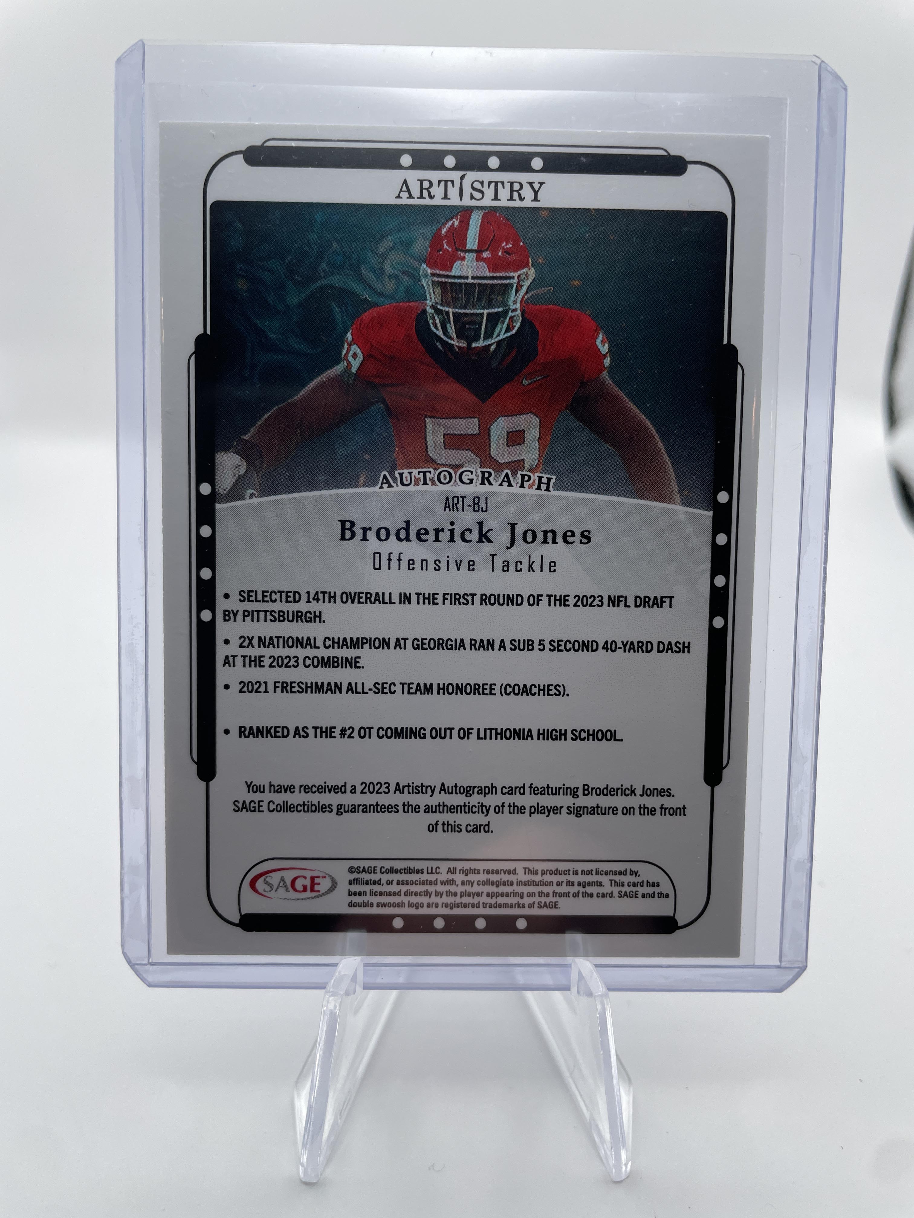 2023 Sage Artistry Broderick Jones Black Border Rookie Auto #ART-BJ