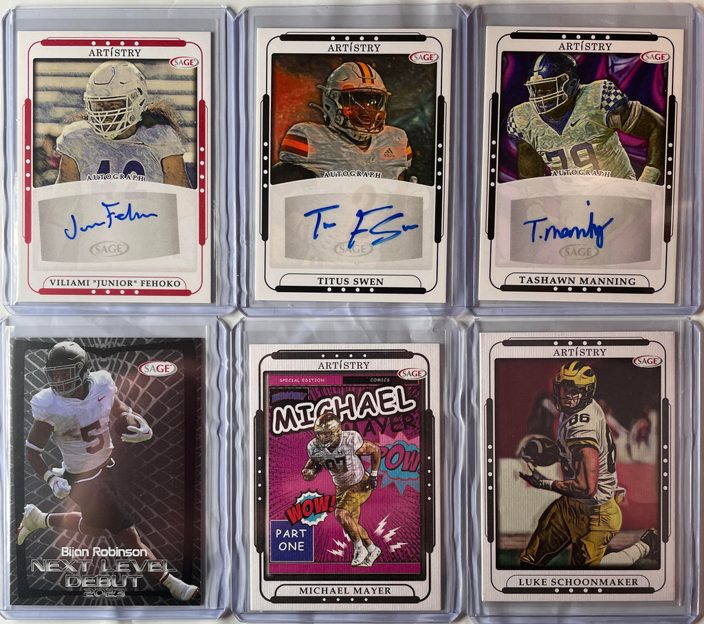 2023 Sage Artistry Vliami Fehoko Swen Manning Auto + Bijan Robinson SP Set (x6)