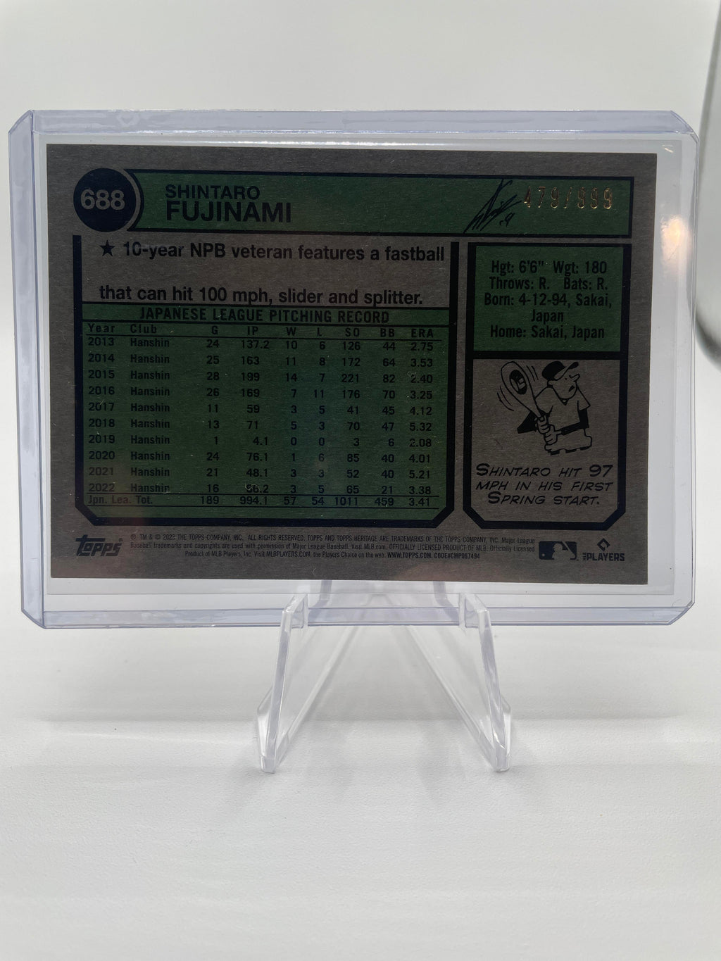 2023 Topps Heritage High Number Shintaro Fujinami Chrome Rookie /999 #688