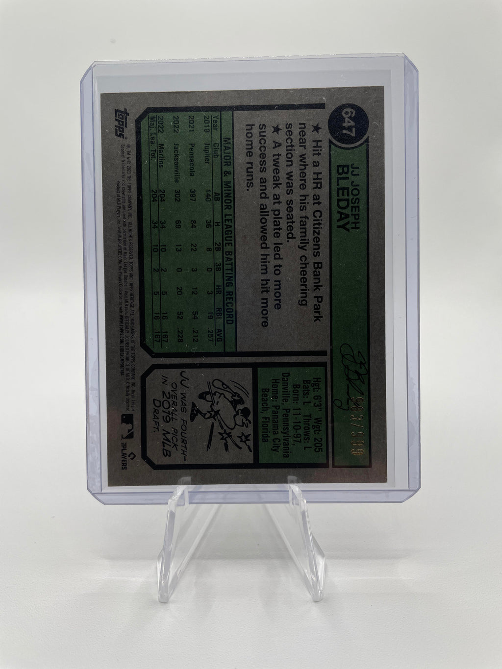 2023 Topps Heritage JJ Bleday Chrome Rookie Refractor /999 #647