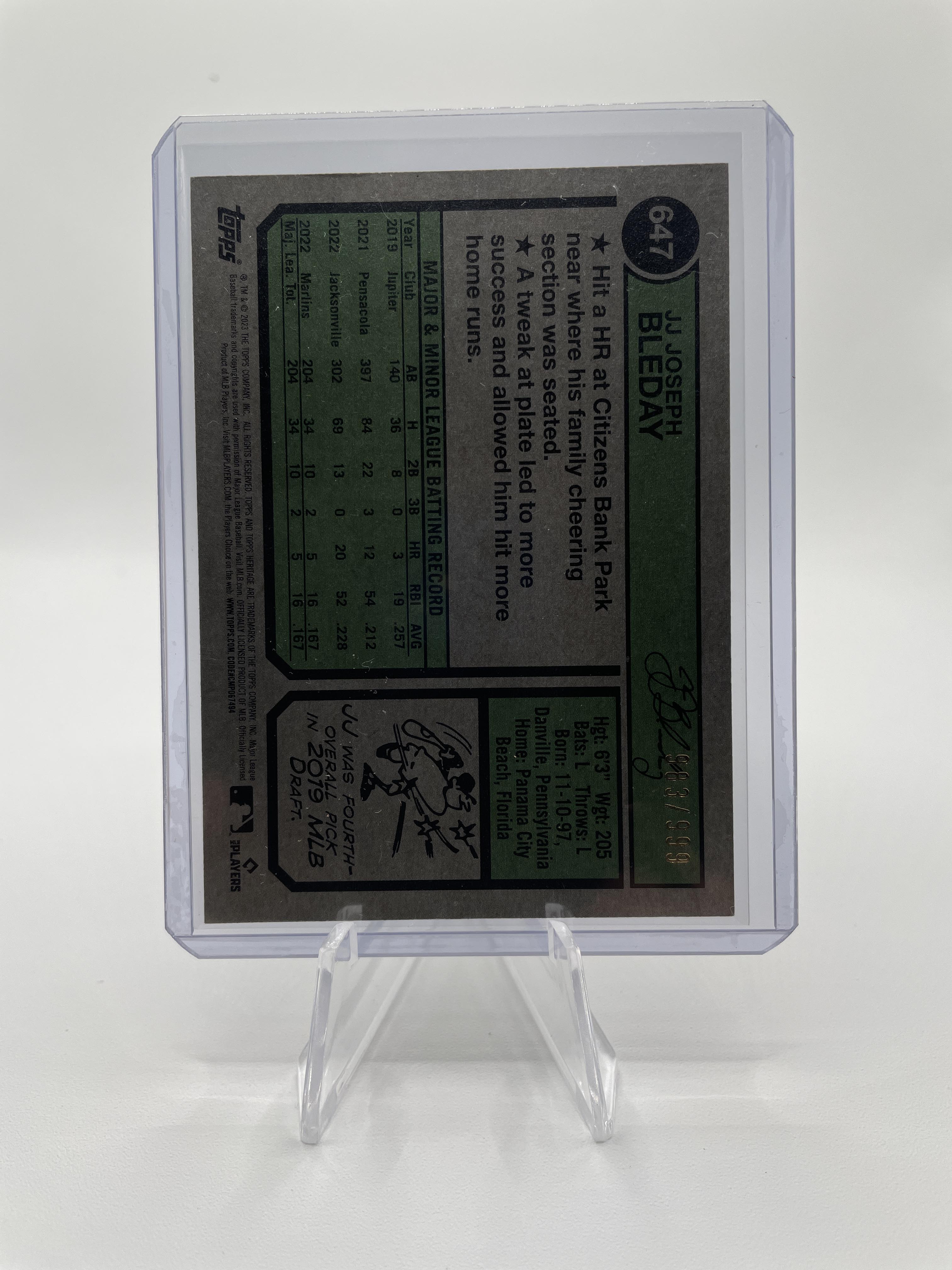 2023 Topps Heritage JJ Bleday Chrome Rookie Refractor /999 #647