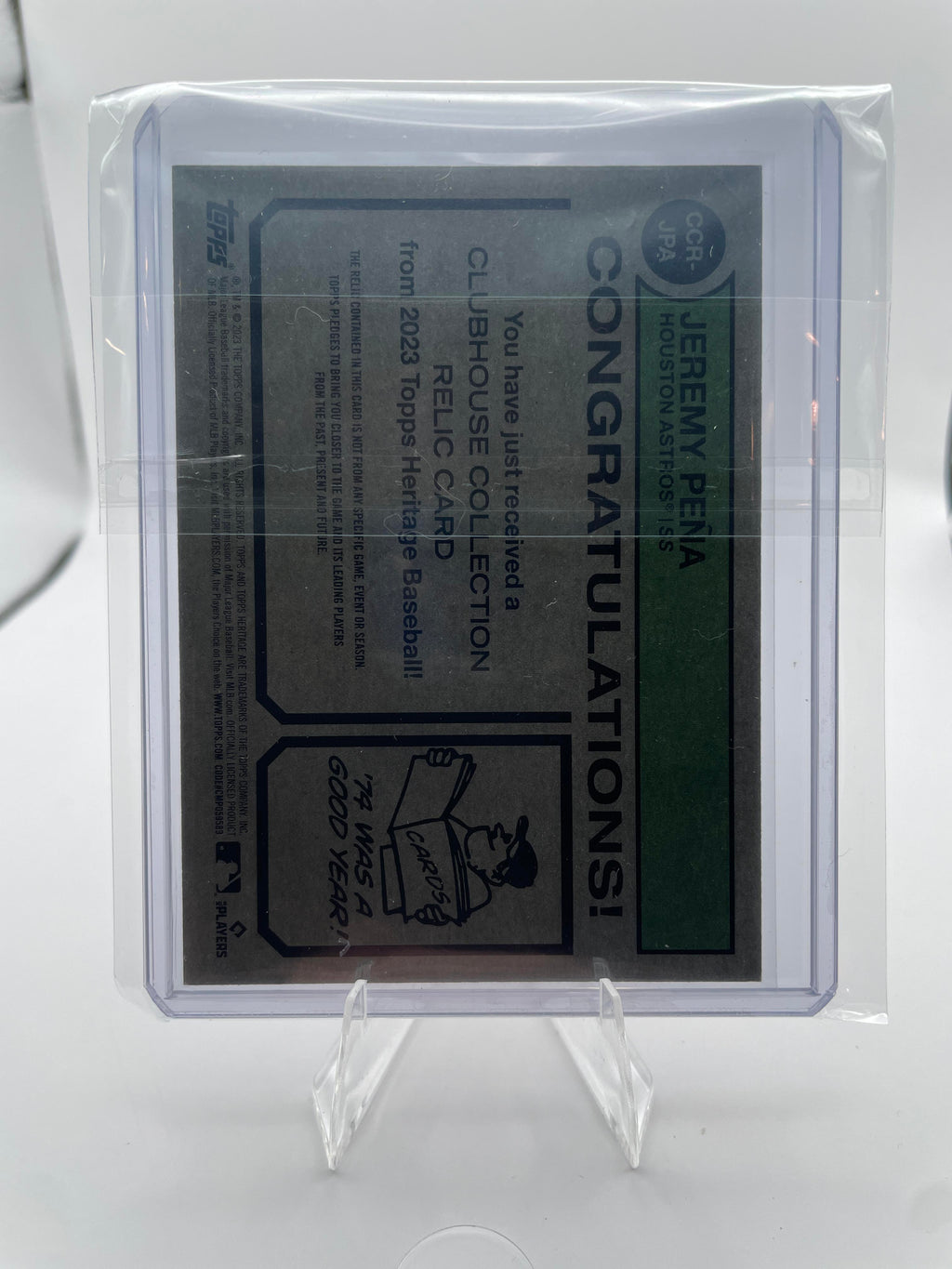 2023 Topps Heritage Jeremy Pena Clubhouse Collection Patch