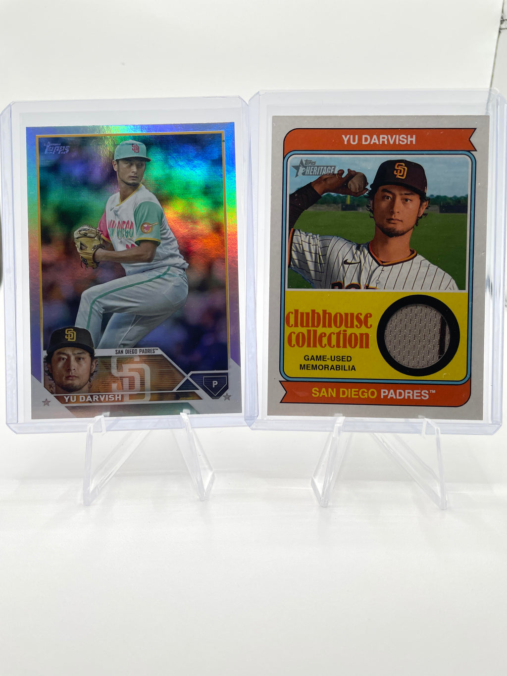 2023 Topps Heritage Yu Darvish Clubhouse Collection Patch + Series 1 Refractor