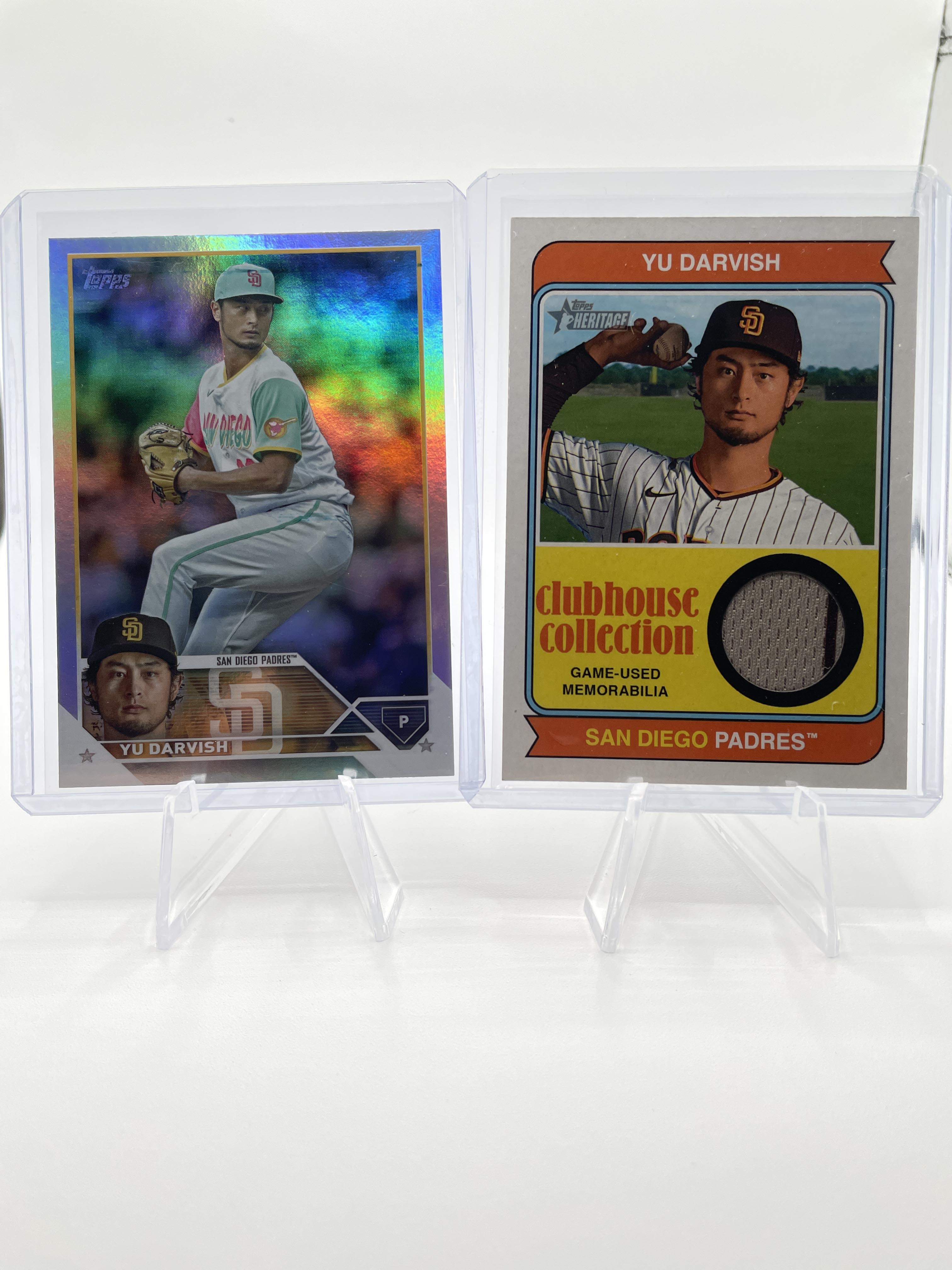 2023 Topps Heritage Yu Darvish Clubhouse Collection Patch + Series 1 Refractor