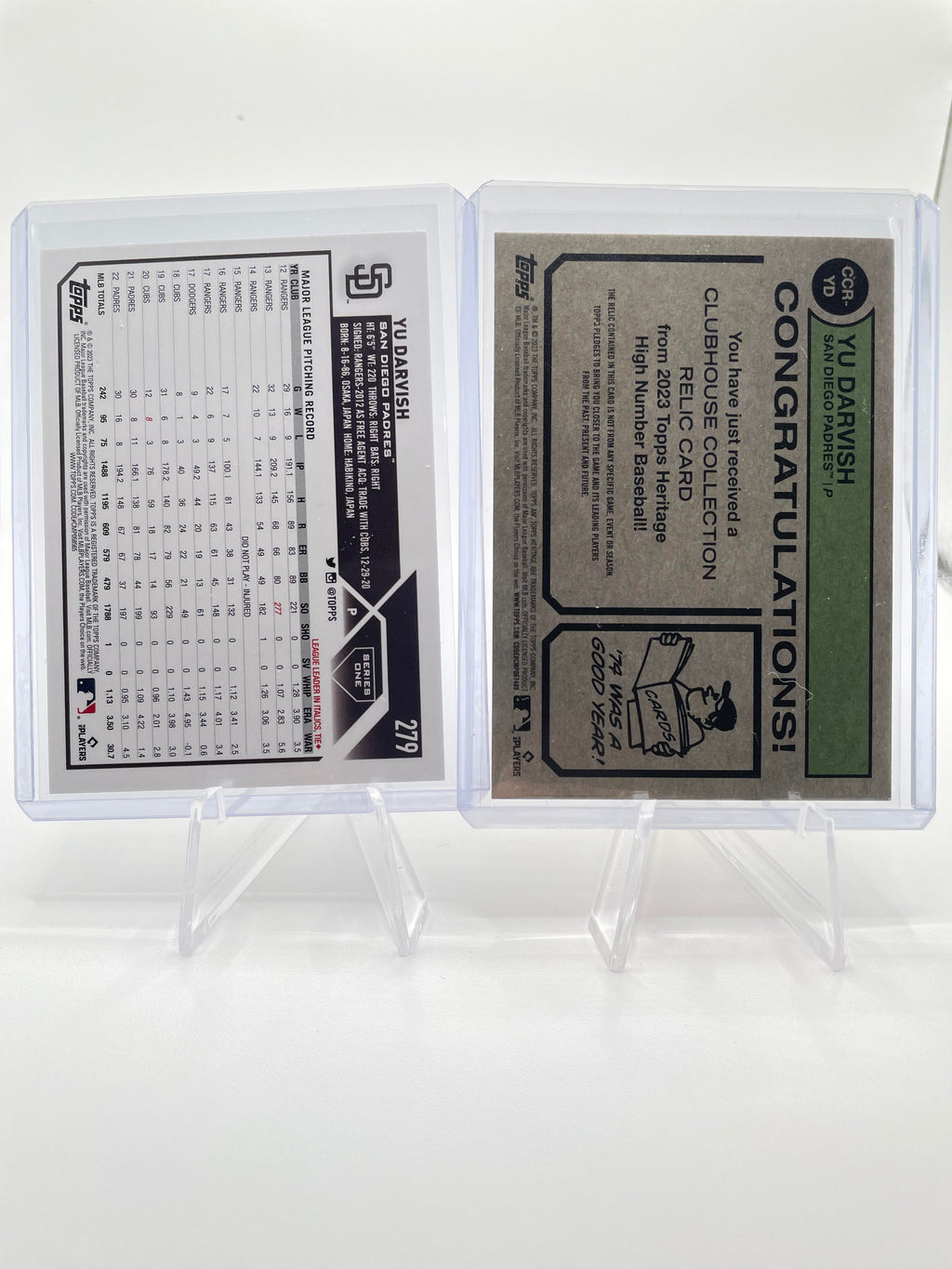 2023 Topps Heritage Yu Darvish Clubhouse Collection Patch + Series 1 Refractor