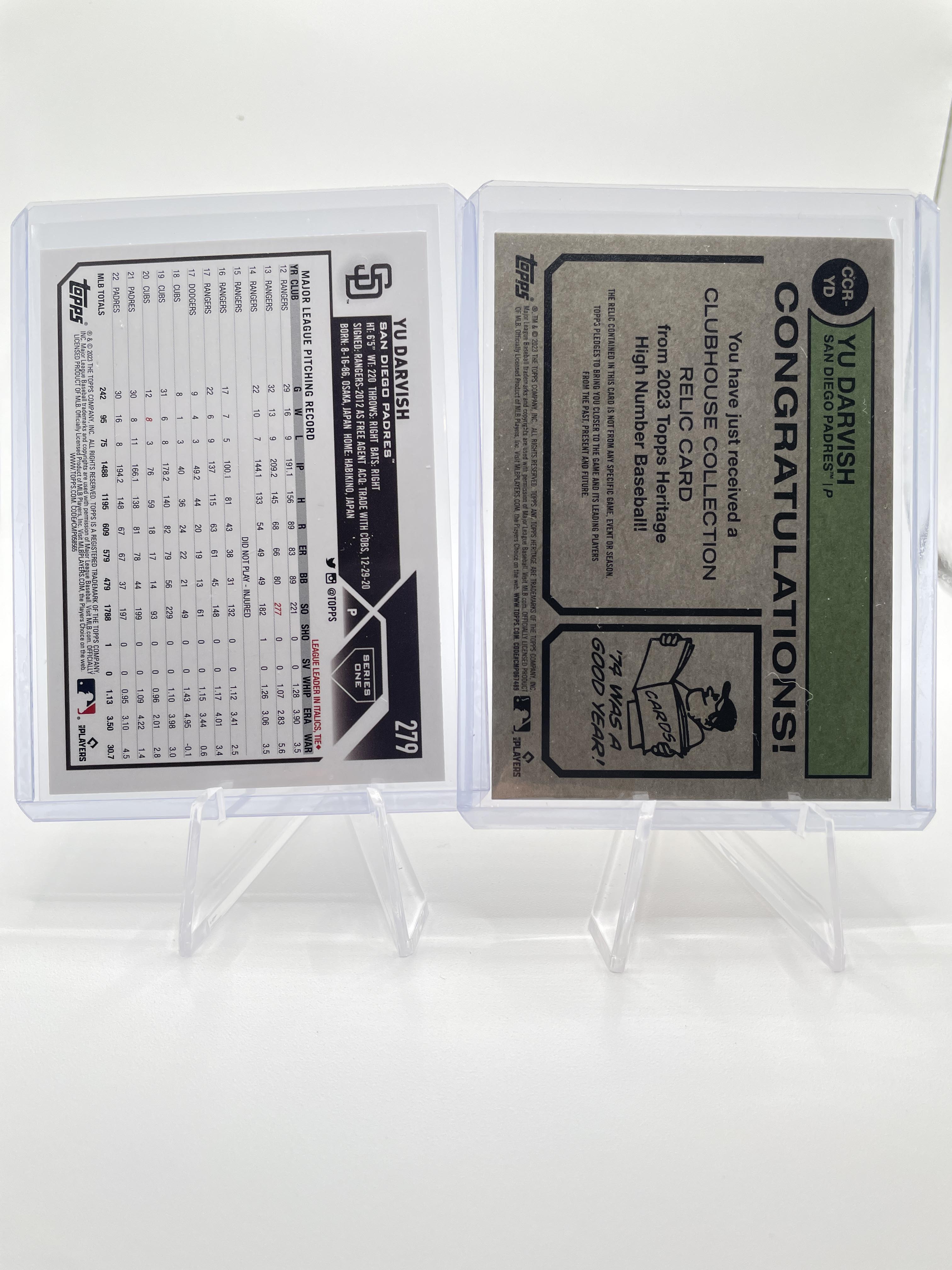 2023 Topps Heritage Yu Darvish Clubhouse Collection Patch + Series 1 Refractor