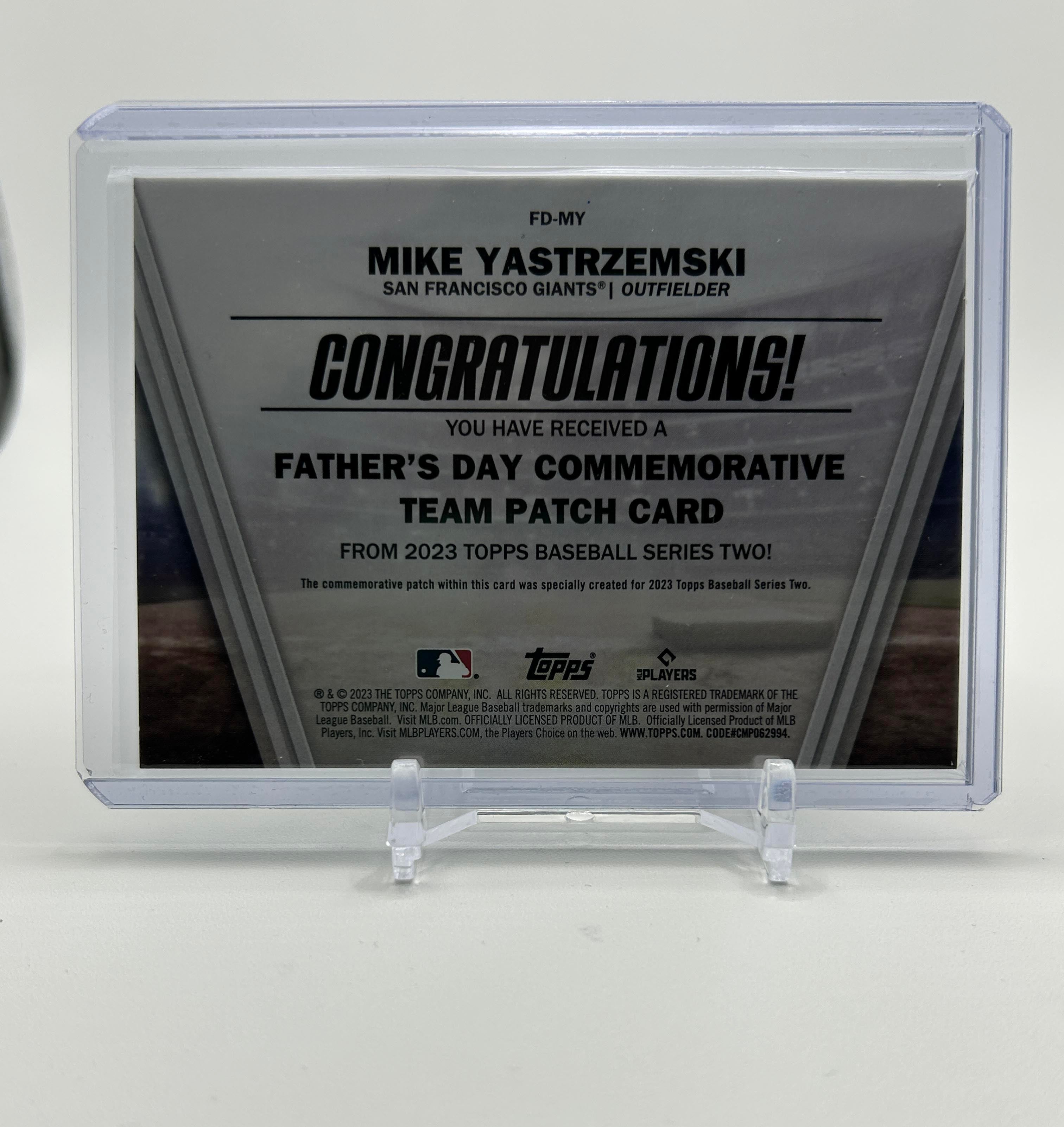 2023 Topps Series Two Mike Yastrzemski Father's Day Commemorative Team Patch