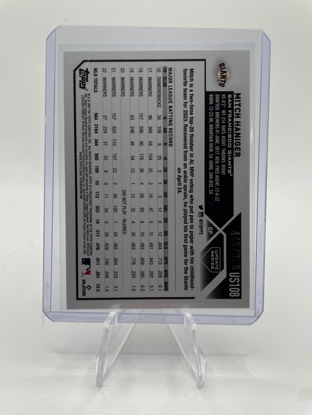 2023 Topps Update Mitch Haniger Blue Foil /999 #US108