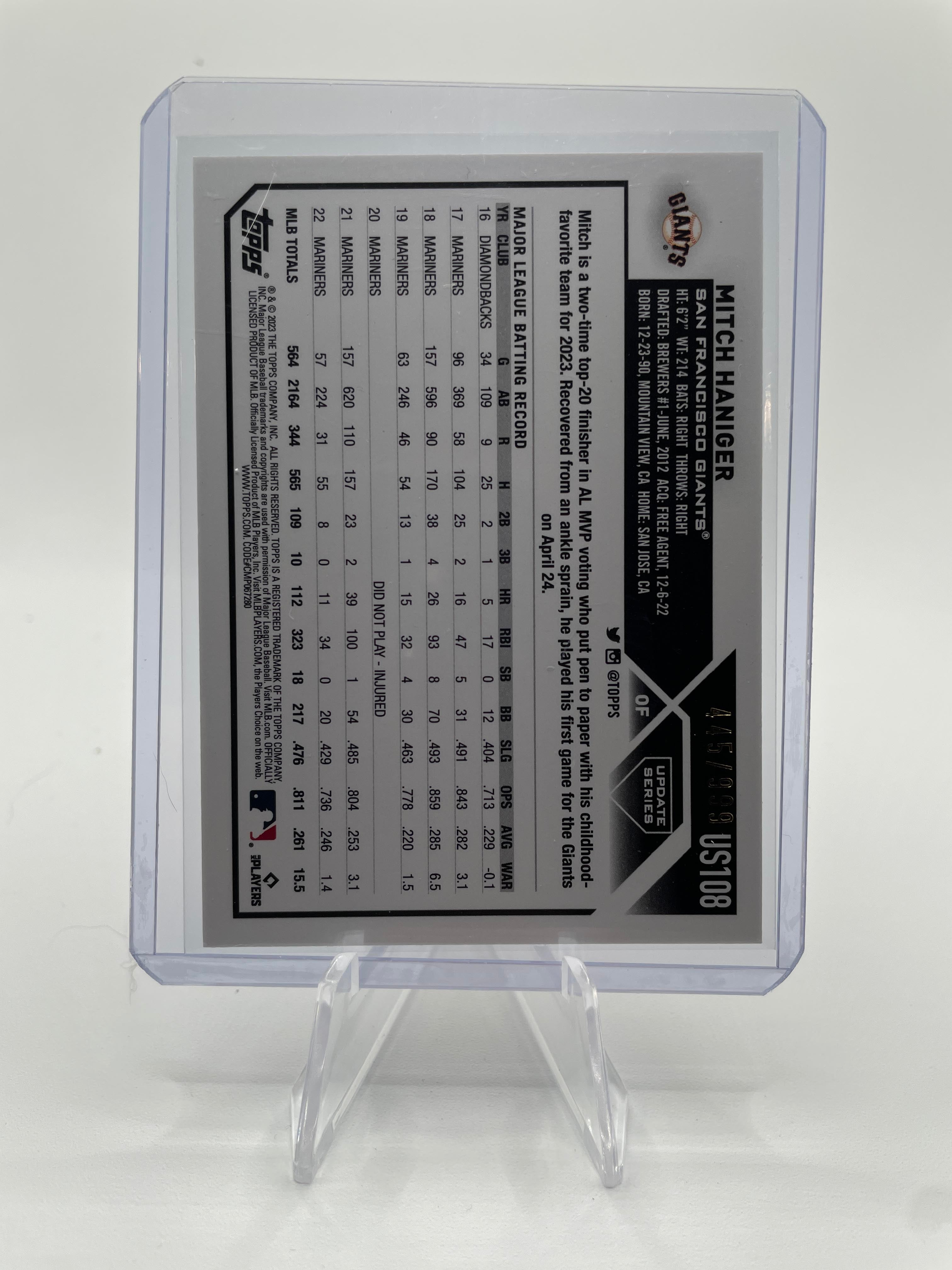 2023 Topps Update Mitch Haniger Blue Foil /999 #US108