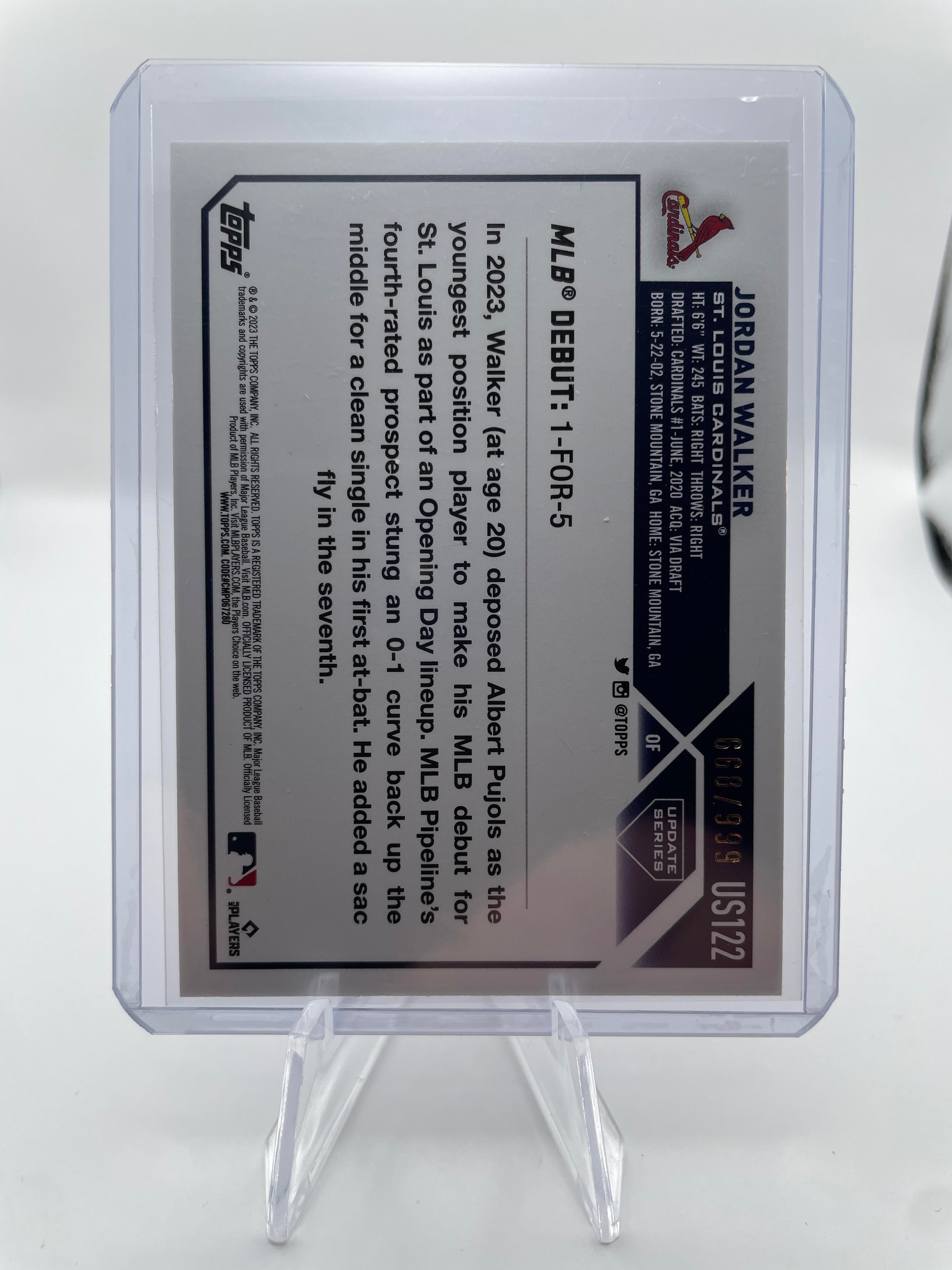 2023 Topps Update Series Jordan Walker Blue Foil Rookie /999 #US122