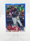 2023 Topps Update Series Oscar Gonzalez Rookie Debut Blue Foil /999 #US275