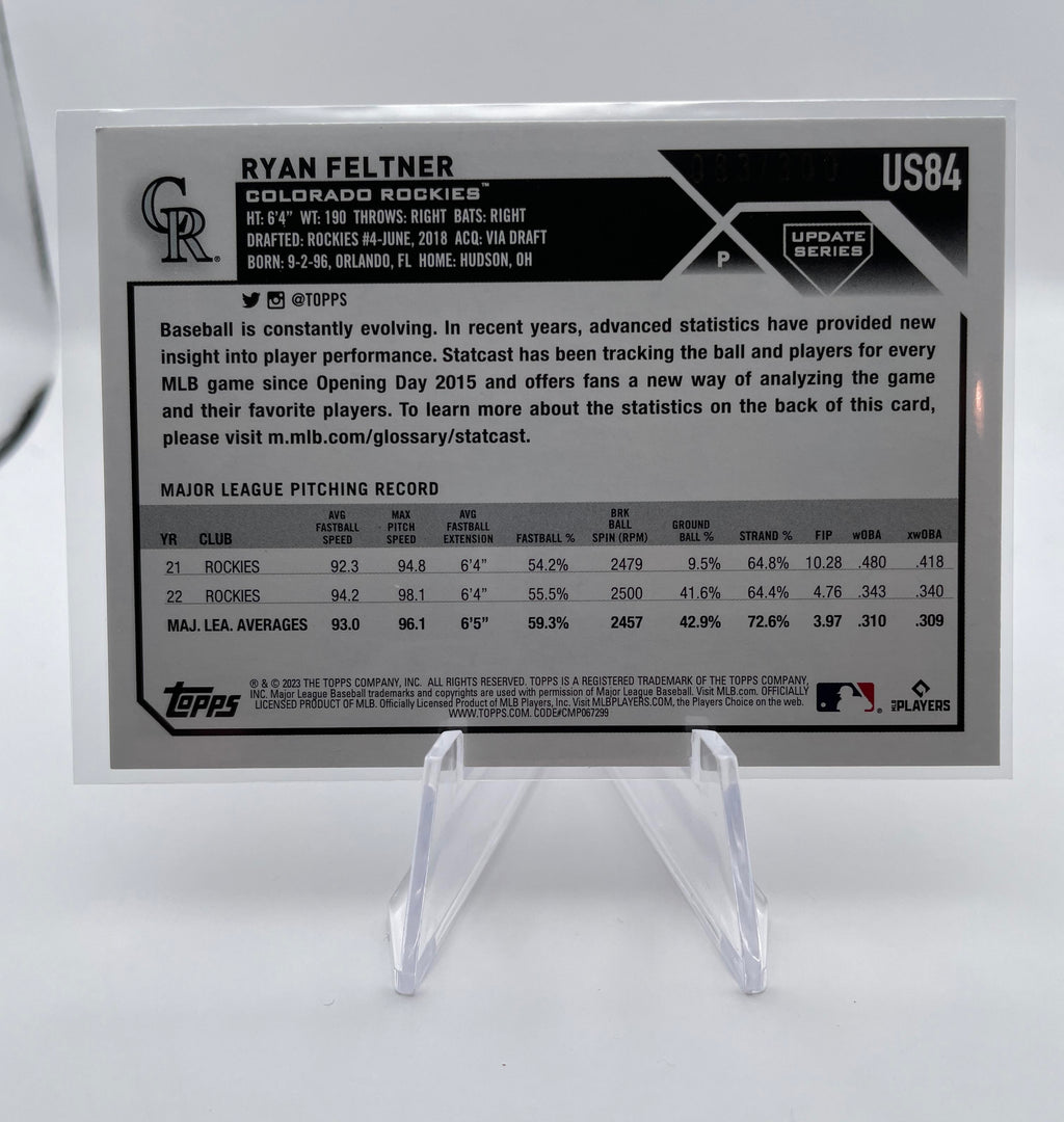 2023 Topps Update Series Ryan Feltner Advanced Stats Var 300 #US84