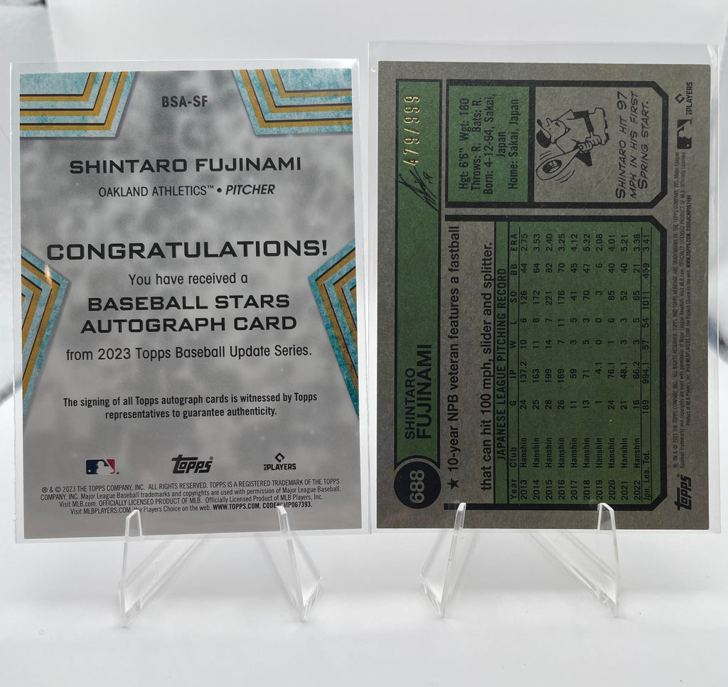 2023 Topps Update Shintaro Fujinami Rookie Auto SP + Topps Heritage Chrome /999