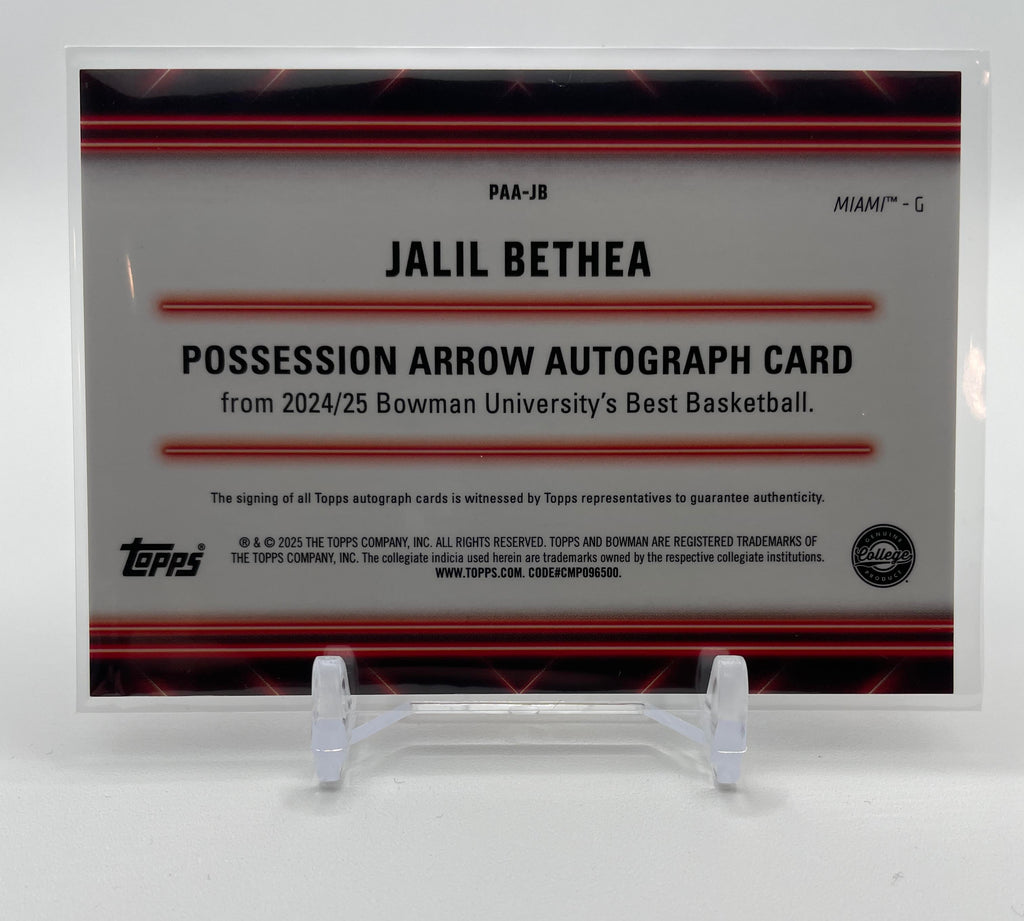 2024-25 Bowman U Best Jalil Bethea Possession Arrow Gold Refractor Auto /50