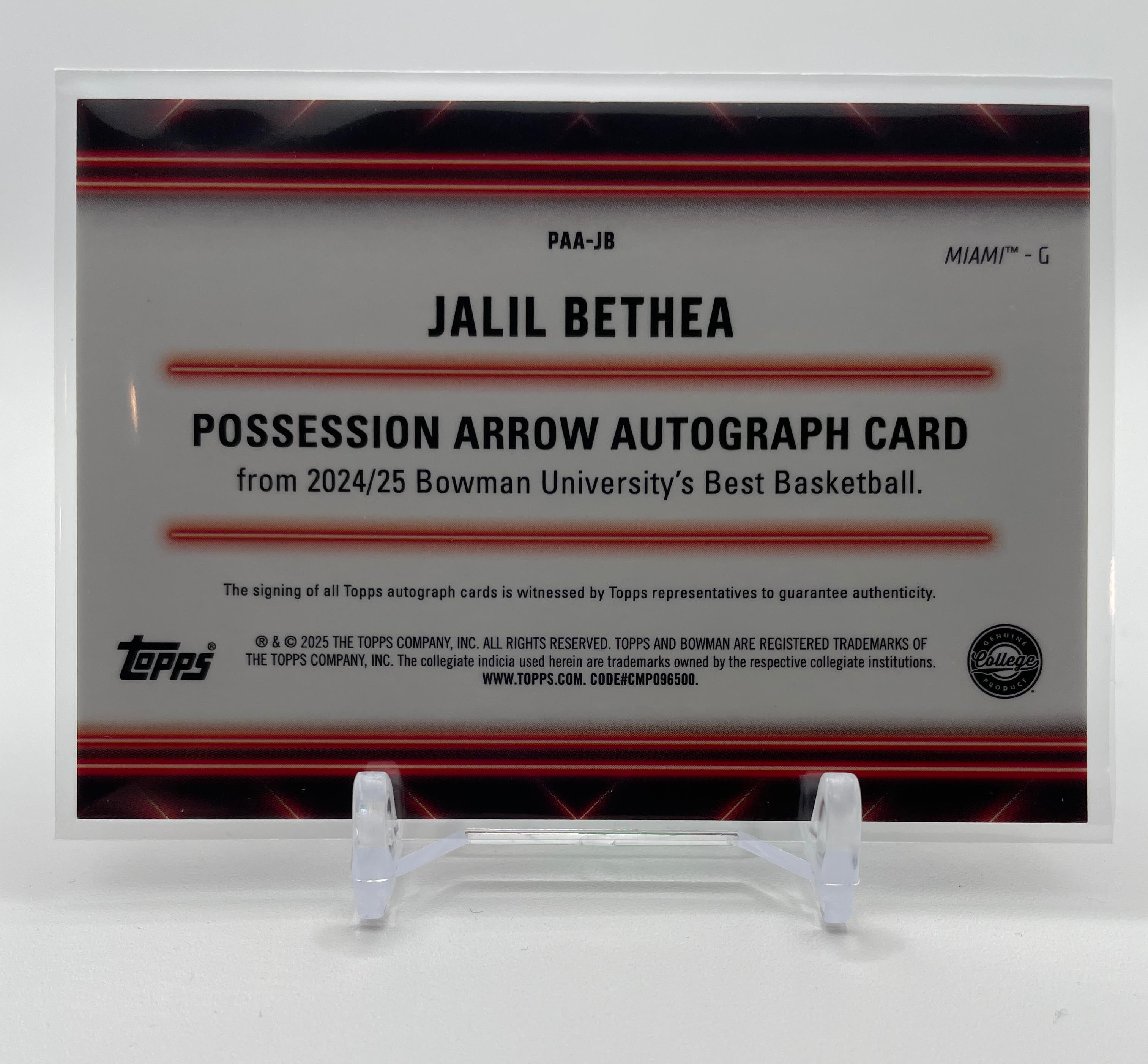 2024-25 Bowman U Best Jalil Bethea Possession Arrow Green Refractor Auto /99