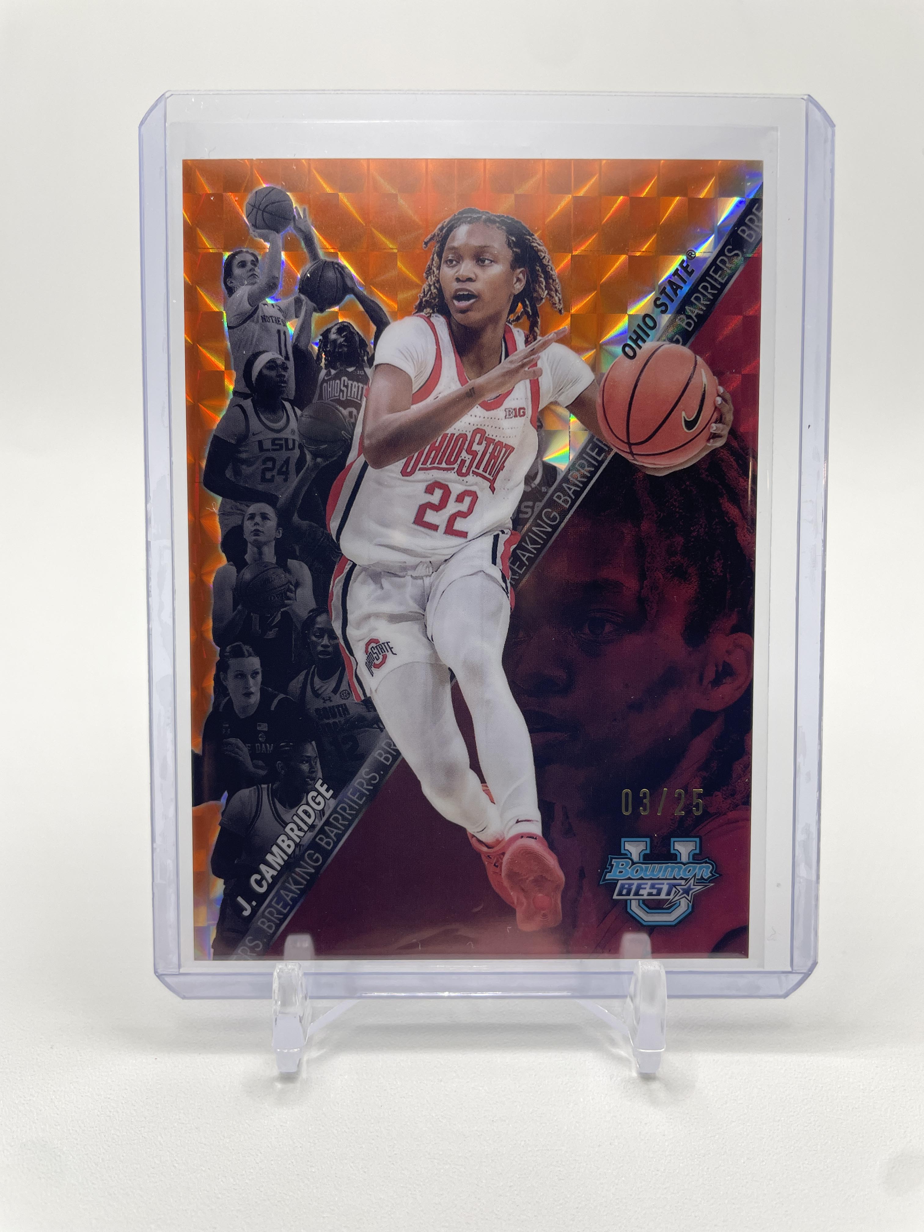 2024-25 Bowman U Best Jaloni Cambridge Breaking Barriers Orange Refractor /25