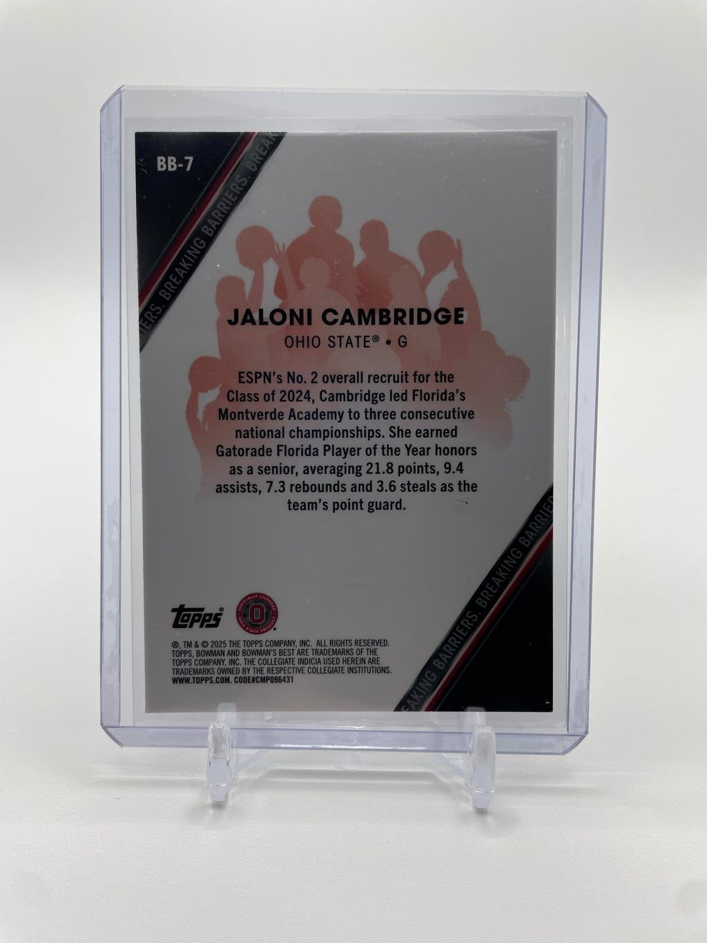 2024-25 Bowman U Best Jaloni Cambridge Breaking Barriers Yellow Refractor /75