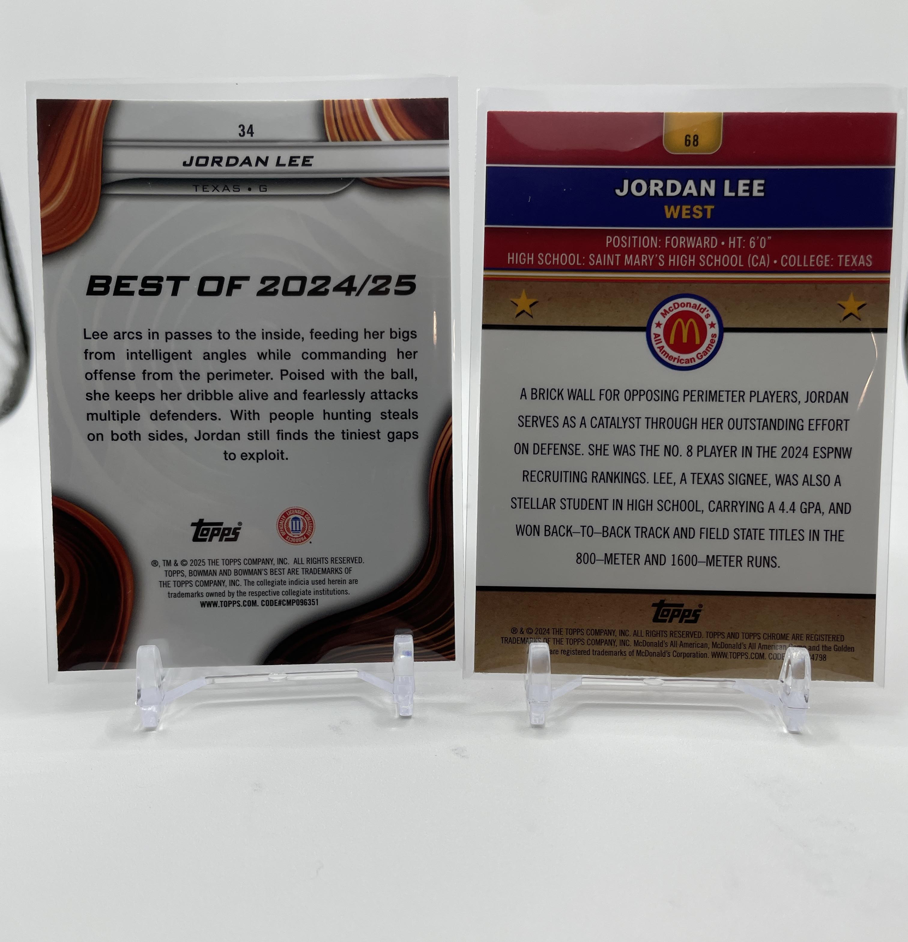 2024-25 Bowman U Best Jordan Lee Purple Refractor /250 + McDonald's Logo SP Set