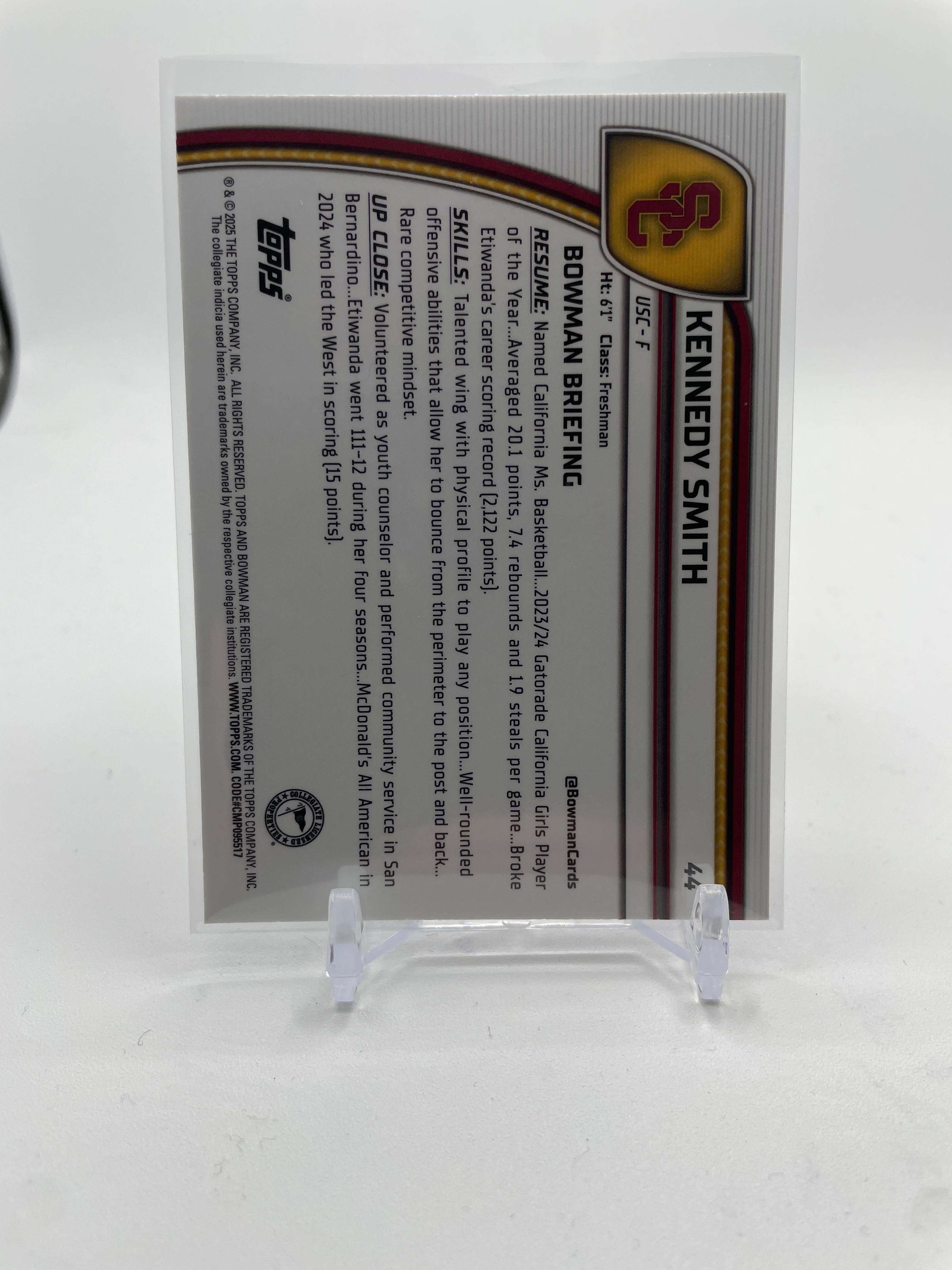 2024-25 Bowman U Best Kennedy Smith Gold Refractor /50 + Chrome Blue /199