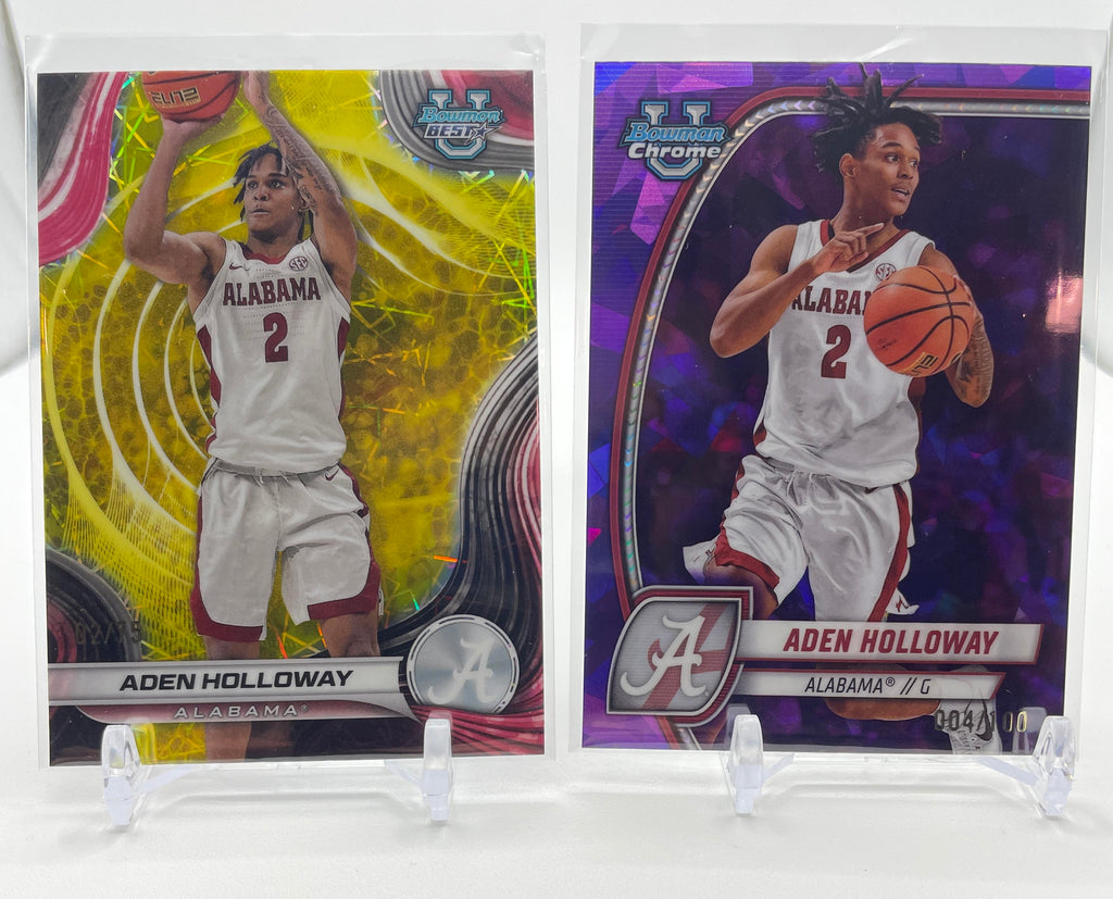 2024-25 Bowman U Chrome Aden Holloway Sapphire Purple /100 + Best Yellow /75