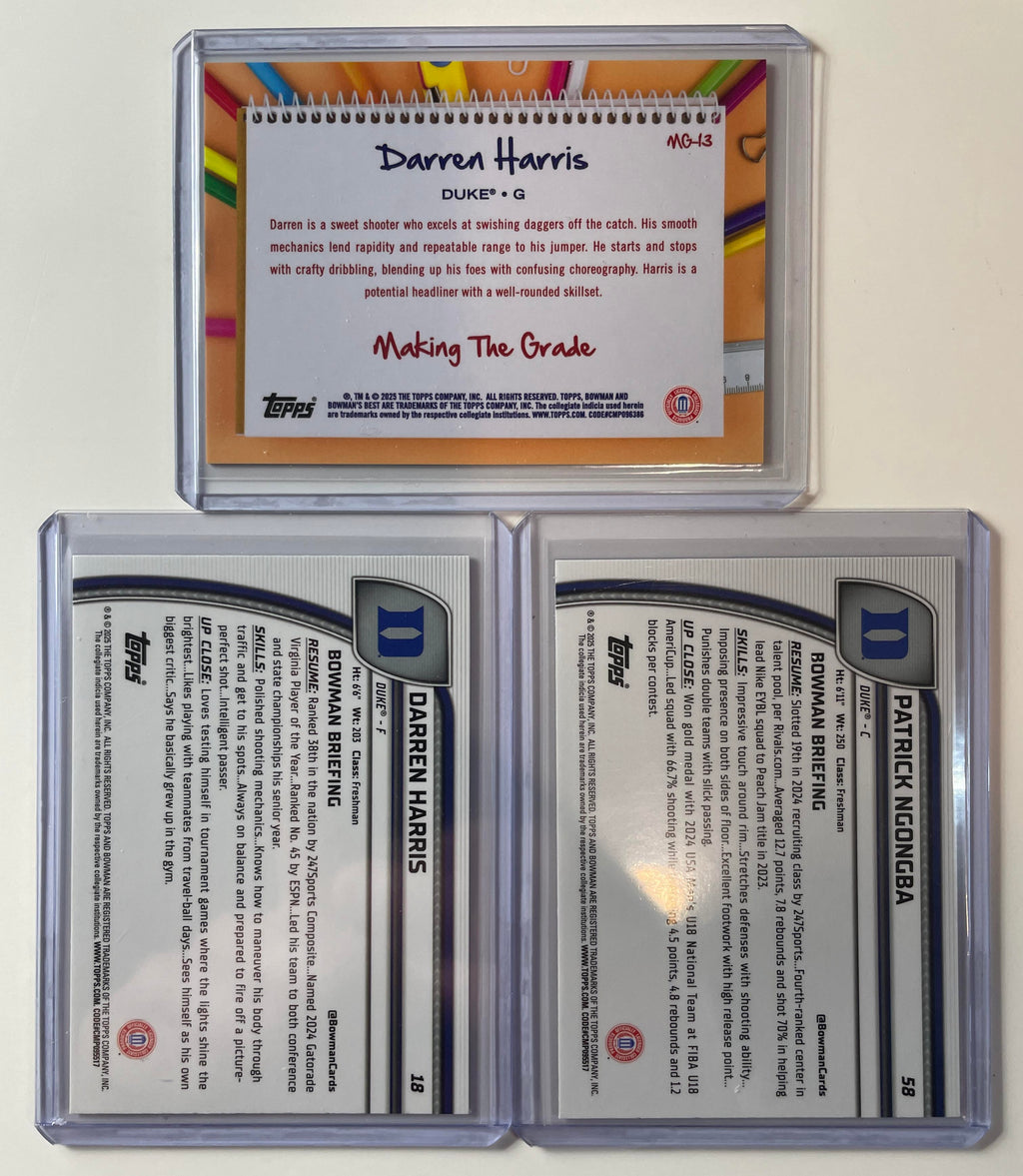 2024-25 Bowman U Chrome Darren Harris Gold Refractor /50 + Patrick Ngongba /150