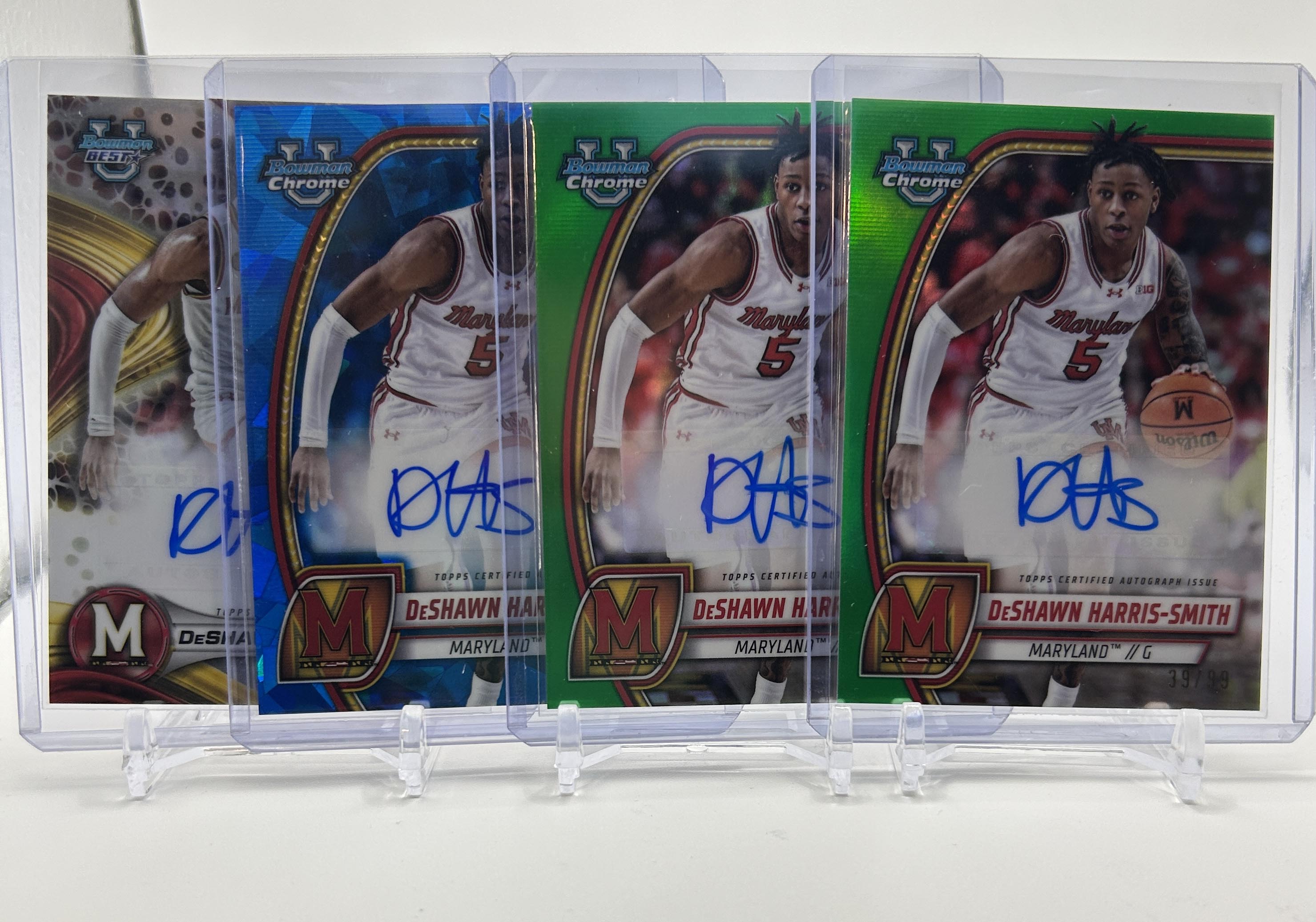 2024-25 Bowman U Chrome Deshawn Harris-Smith Green Auto /99 + Sapphire Set (x4)