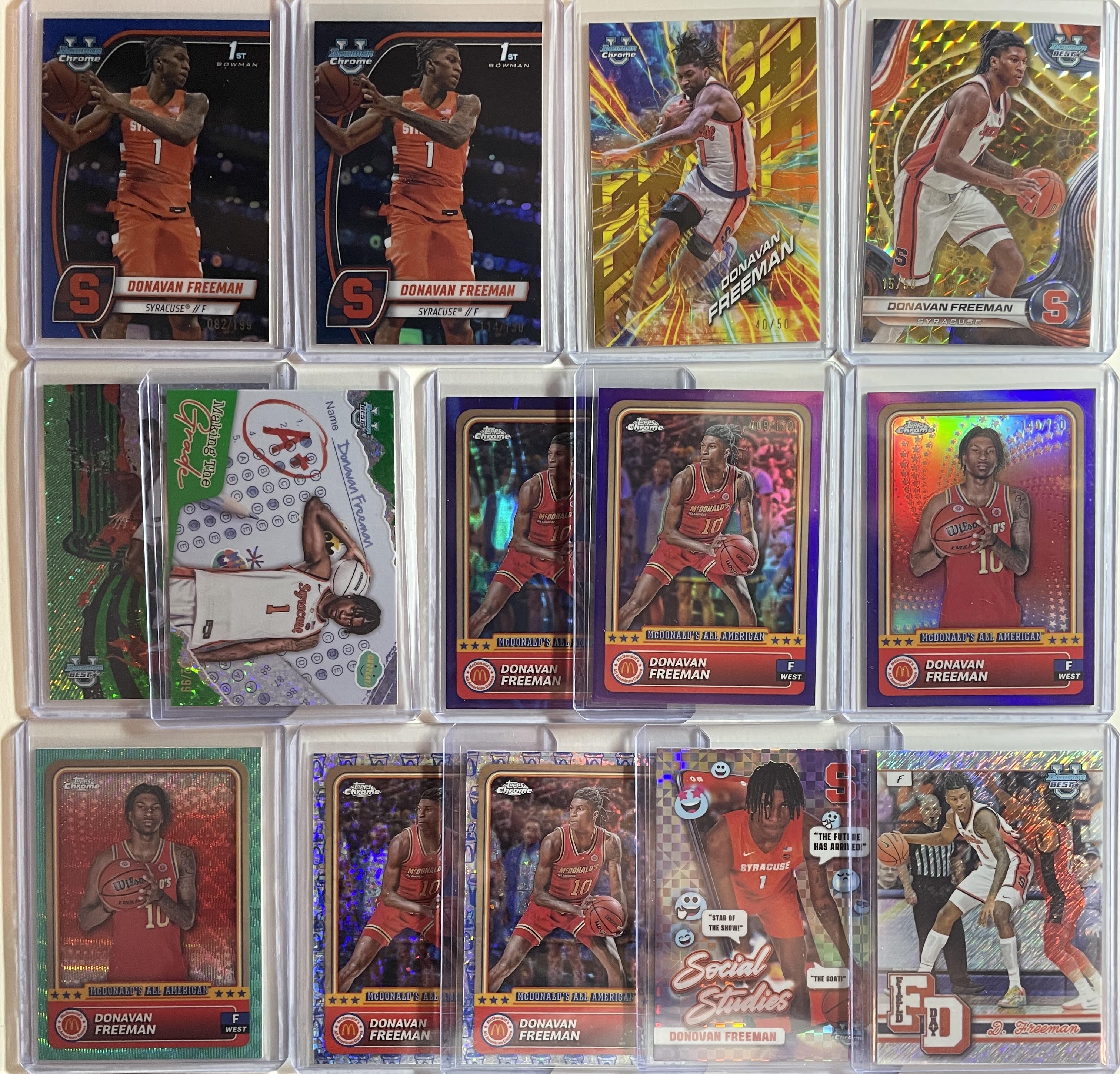 2024-25 Bowman U Chrome Donavan Freeman Gold /50 Green /99 Purple /75 Set (x14)