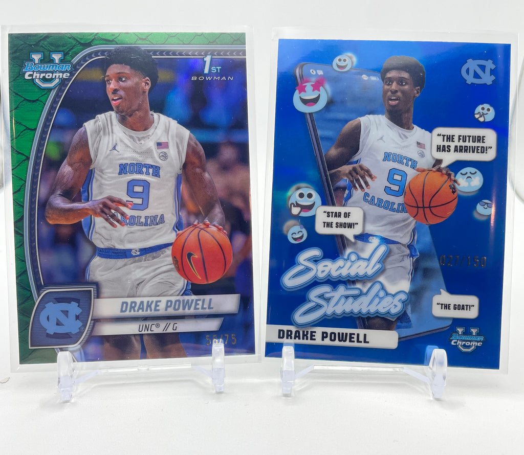 2024-25 Bowman U Chrome Drake Powell Green Refractor /75 + Blue /75 Set (x4)