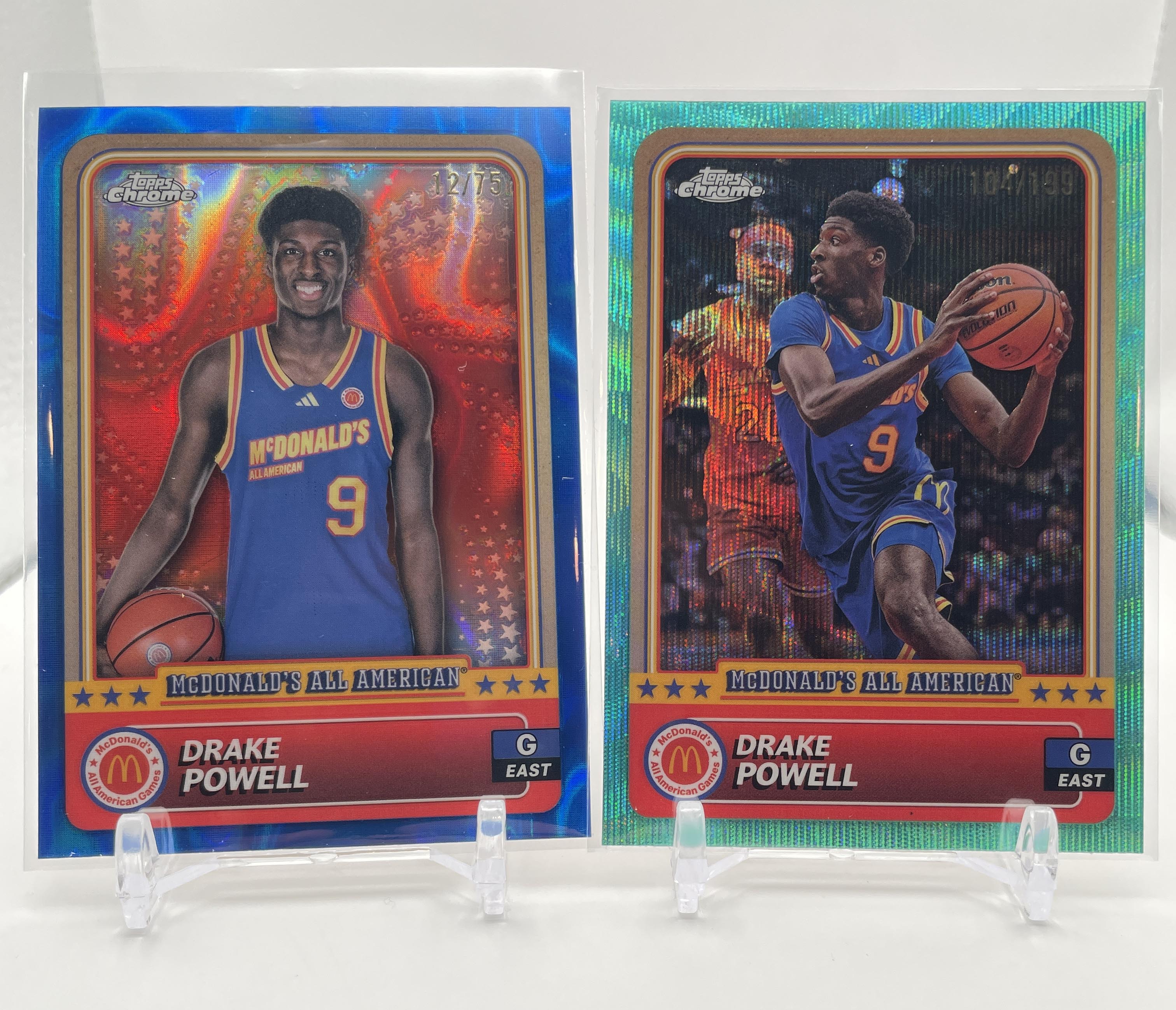 2024-25 Bowman U Chrome Drake Powell Green Refractor /75 + Blue /75 Set (x4)